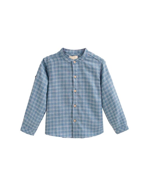Imagen 0 de Camisa de niño de cuadros con cuello mao