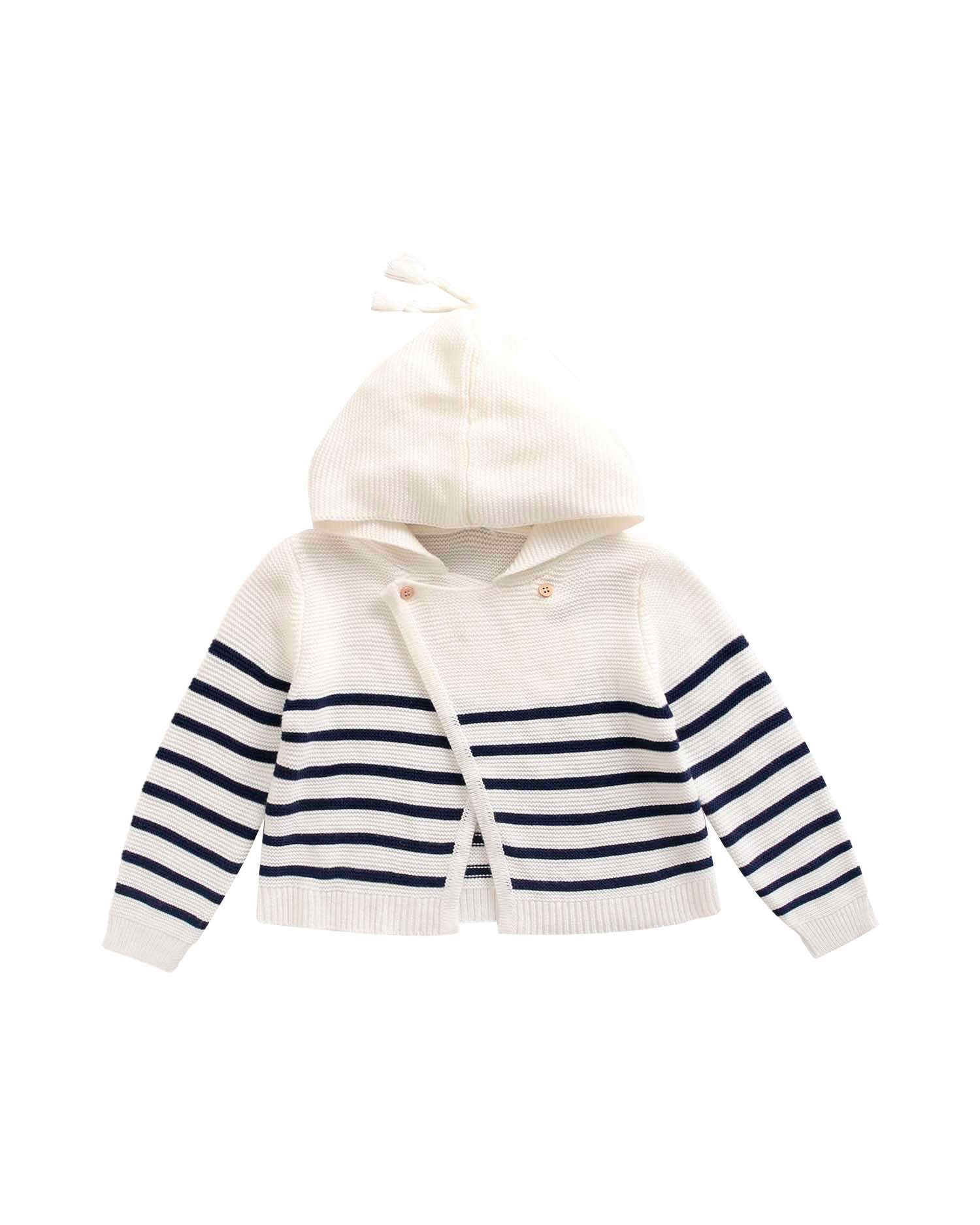 Chaqueta de bebé a rayas con capucha - Dadati - Azul marino Azul marino-1