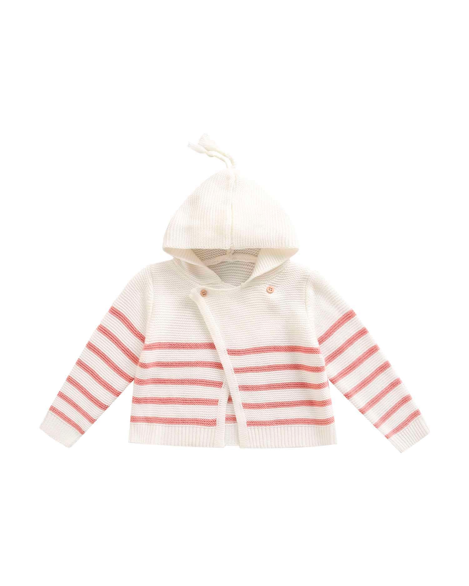 Imagen 1 de Chaqueta de bebé a rayas con capucha - Rosa Rosa