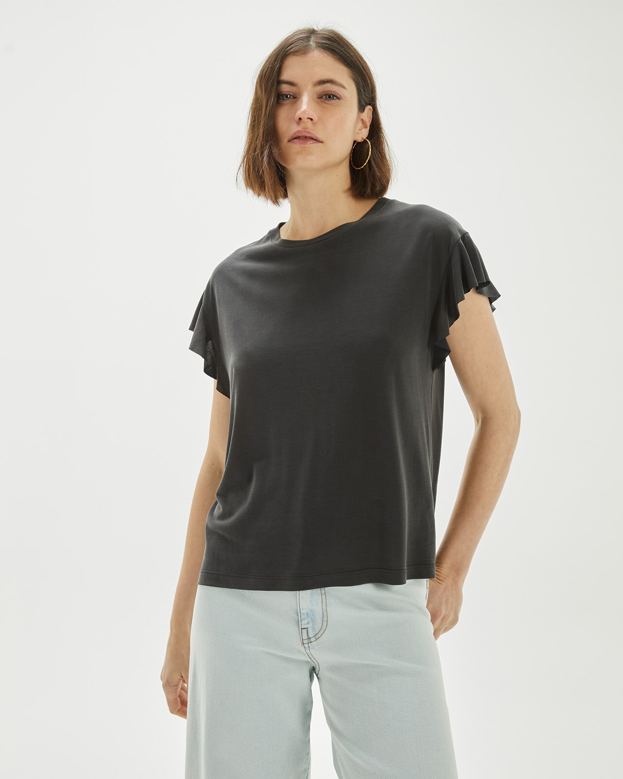 Camiseta de mujer fluida con mangas avolantadas System Action El Corte Ingles