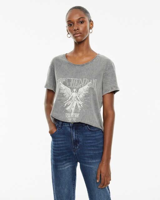 Imagen 0 de Camiseta de mujer de algodón orgánico con ilustración frontal