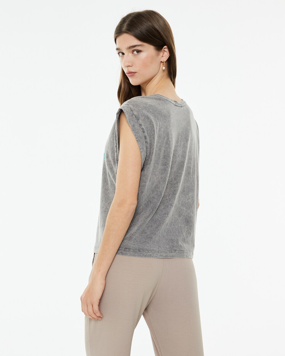 Camiseta de mujer sin mangas con estampado calavera · System