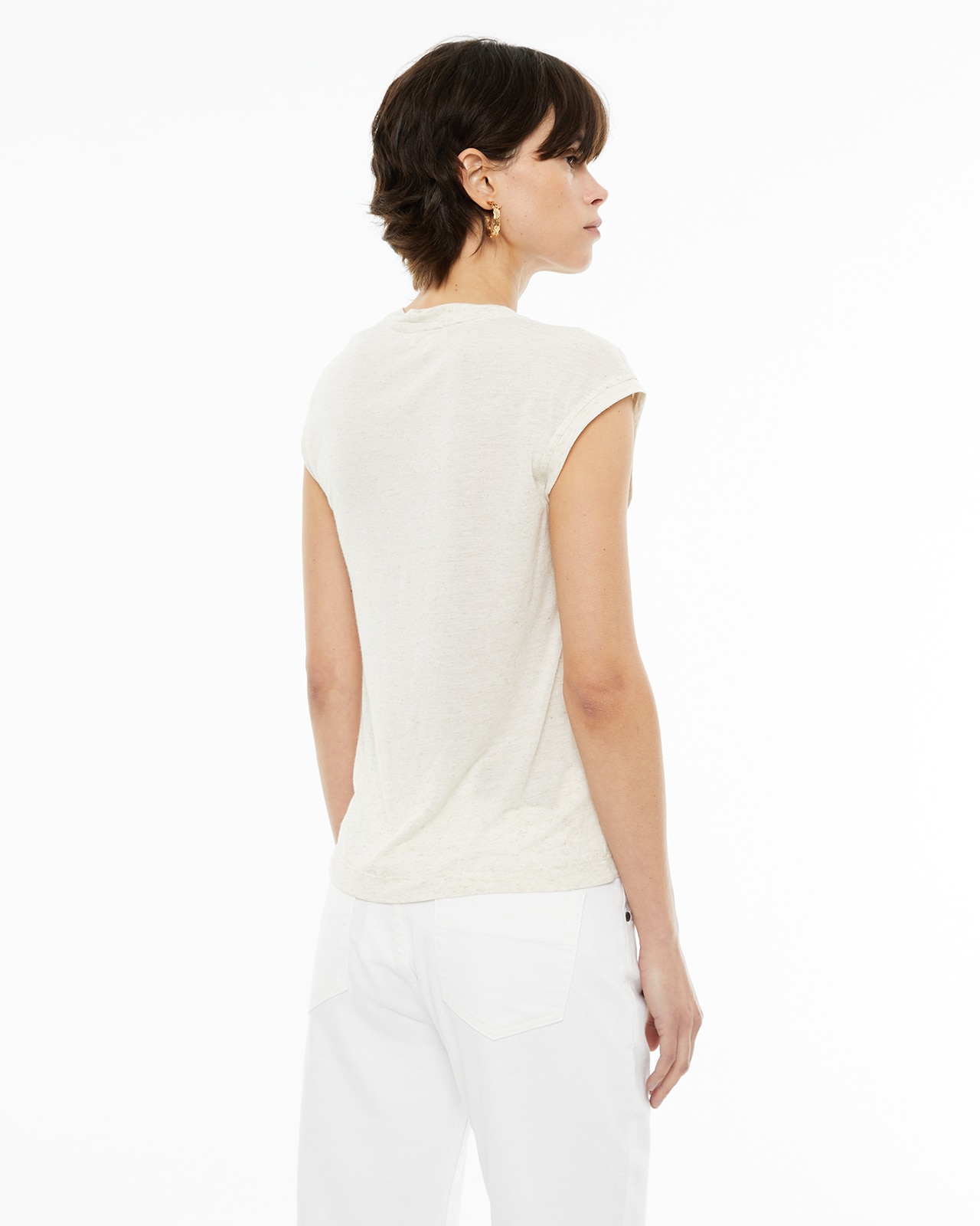 Camiseta de mujer efecto vigoré con tejido flamé - System Action - Beige Beige-2