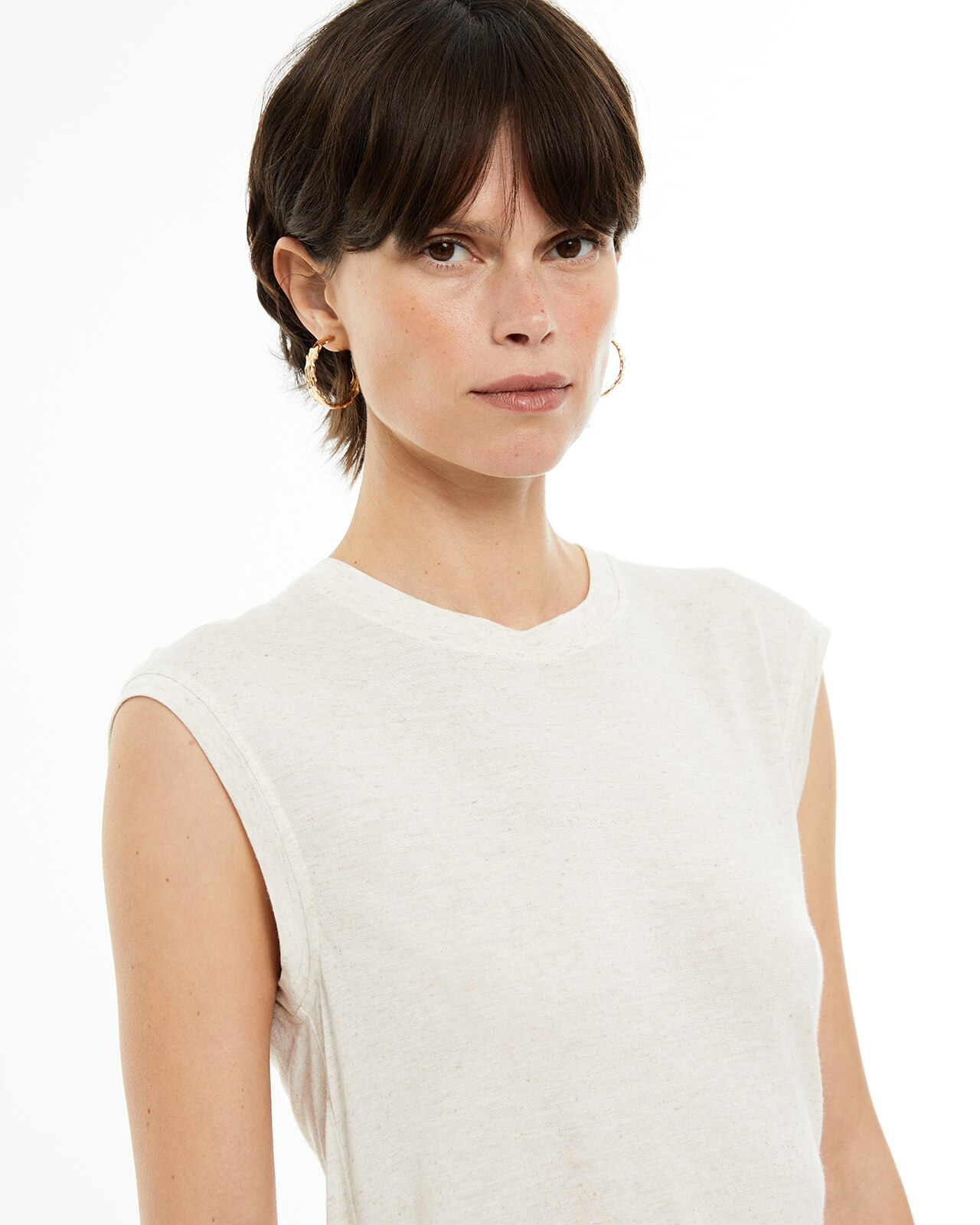 Camiseta de mujer efecto vigoré con tejido flamé - System Action - Beige Beige-4