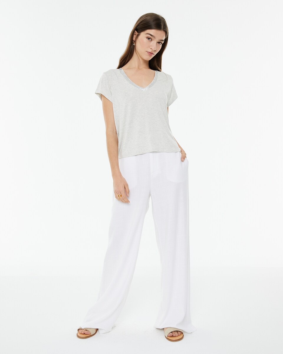 Moda El Corte Ingles Pantalon Blanco Pantalón Palazzo De Mujer Con