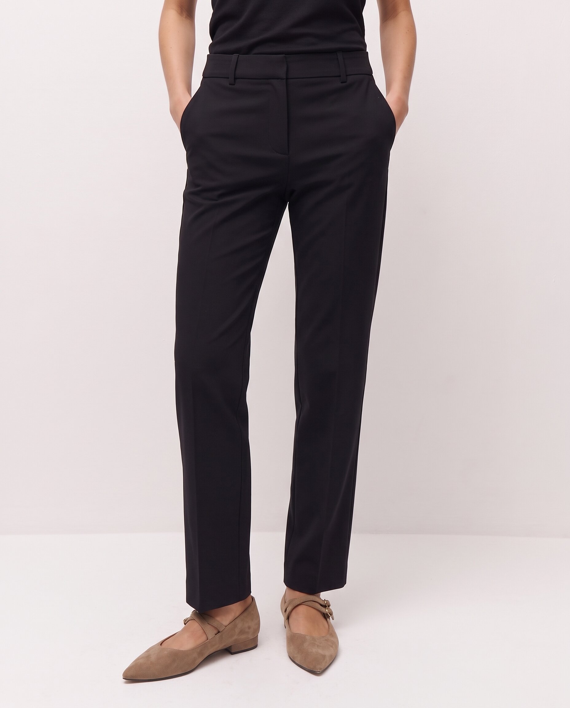 Pantalón de vestir de mujer con bolsillos laterales - System Action - Negro Negro-2