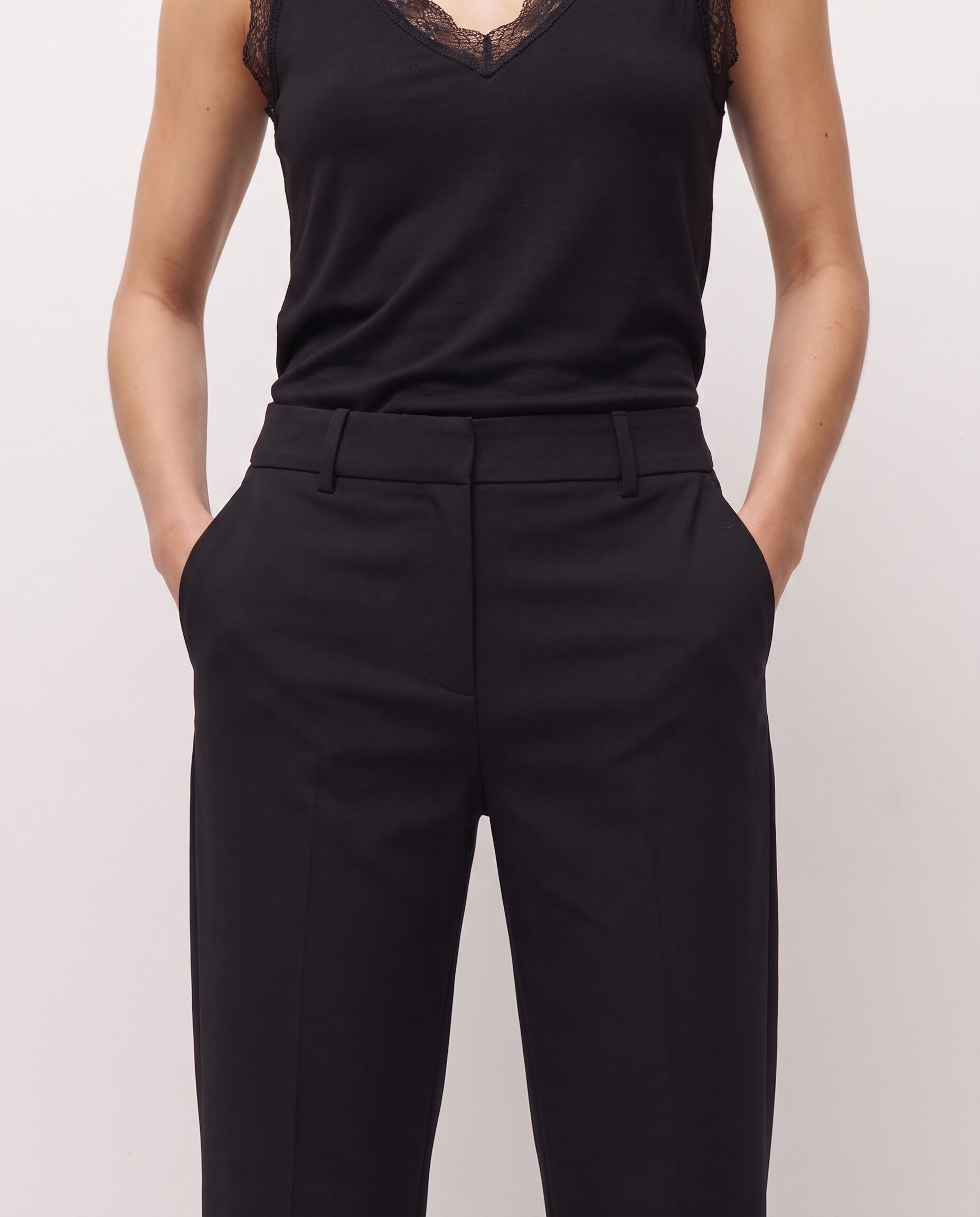 Pantalón de vestir de mujer con bolsillos laterales - System Action - Negro Negro-4