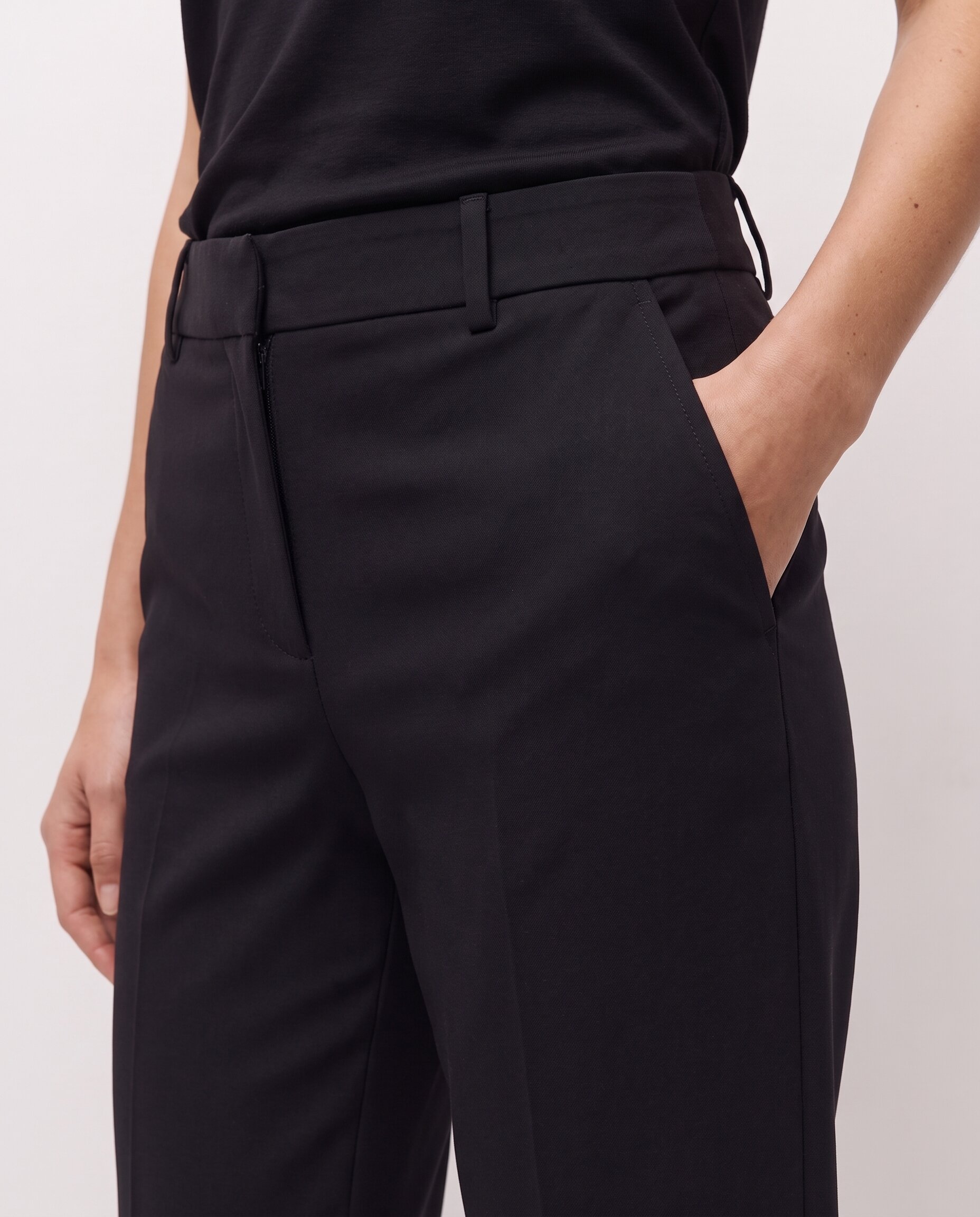 Pantalón de vestir de mujer con bolsillos laterales - System Action - Negro Negro-5