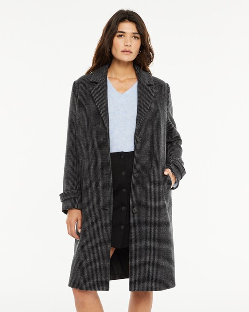 Imagen 0 de Abrigo de mujer con tejido de fantasía y cuello con solapa