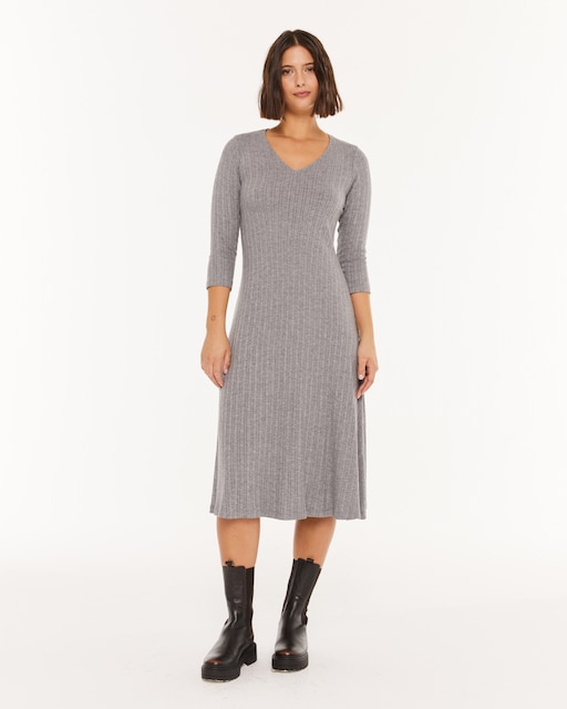 Imagen 0 de Vestido de canalé con forma evasé Prenda sostenible