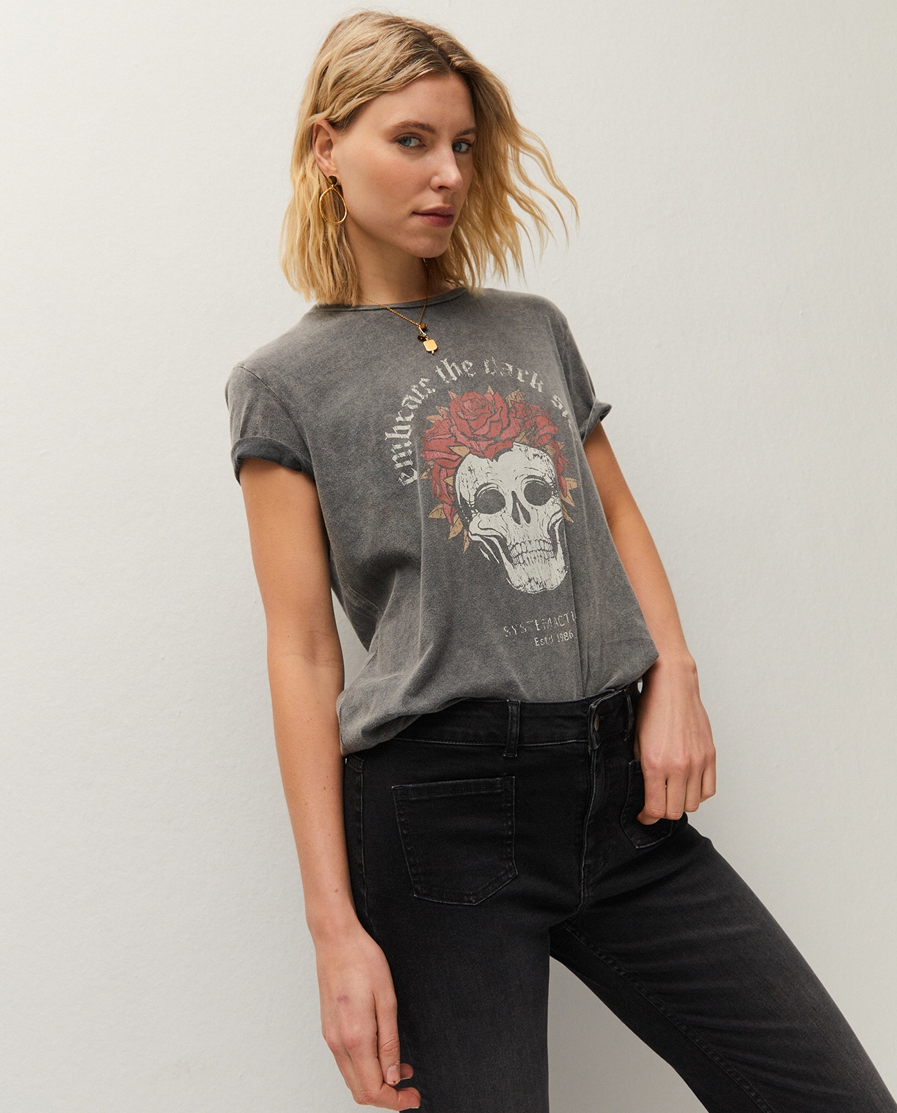 Vaqueros campana de mujer tipo flare con bosillos - System Action - Negro Negro-4