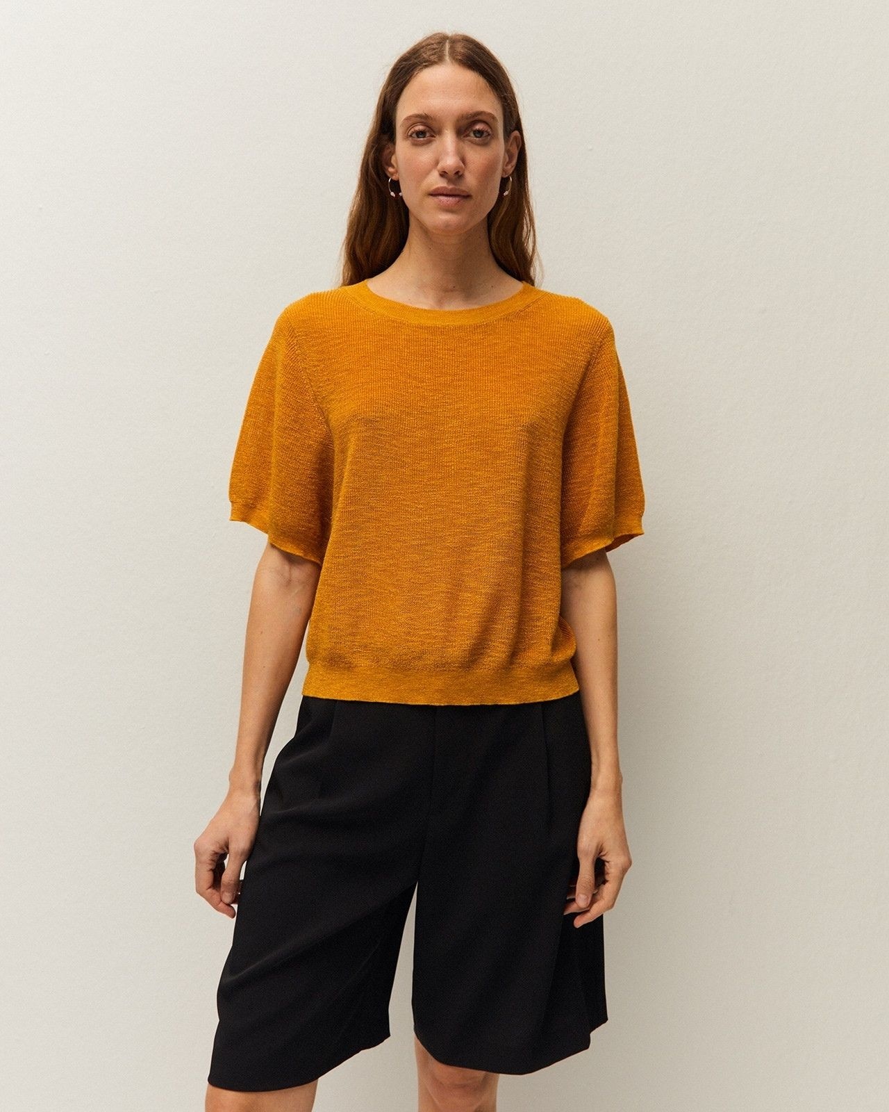 System Action - Jersey de mujer de punto con lúrex, cuello redondo.