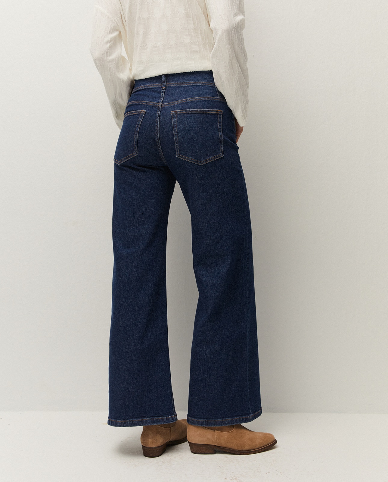 Pantalón vaquero ancho de mujer con cierre de cremallera y botón - System Action - Azul índigo Azul índigo-2