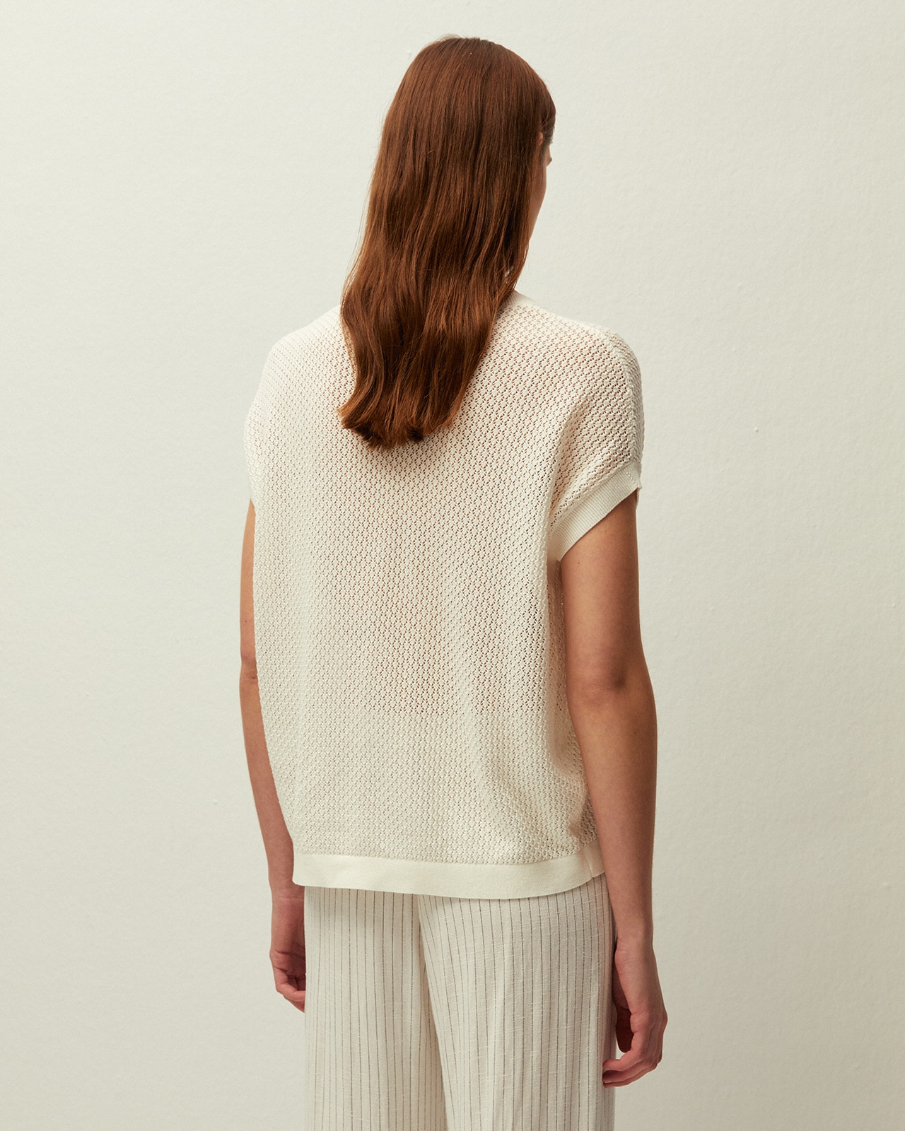 Jersey de mujer de punto calado y escote pico - System Action - Blanco Blanco-2