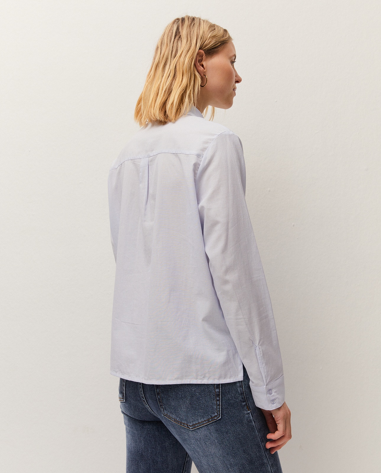 Camisa de mujer liso y larga - System Action - Azul claro Azul claro-2