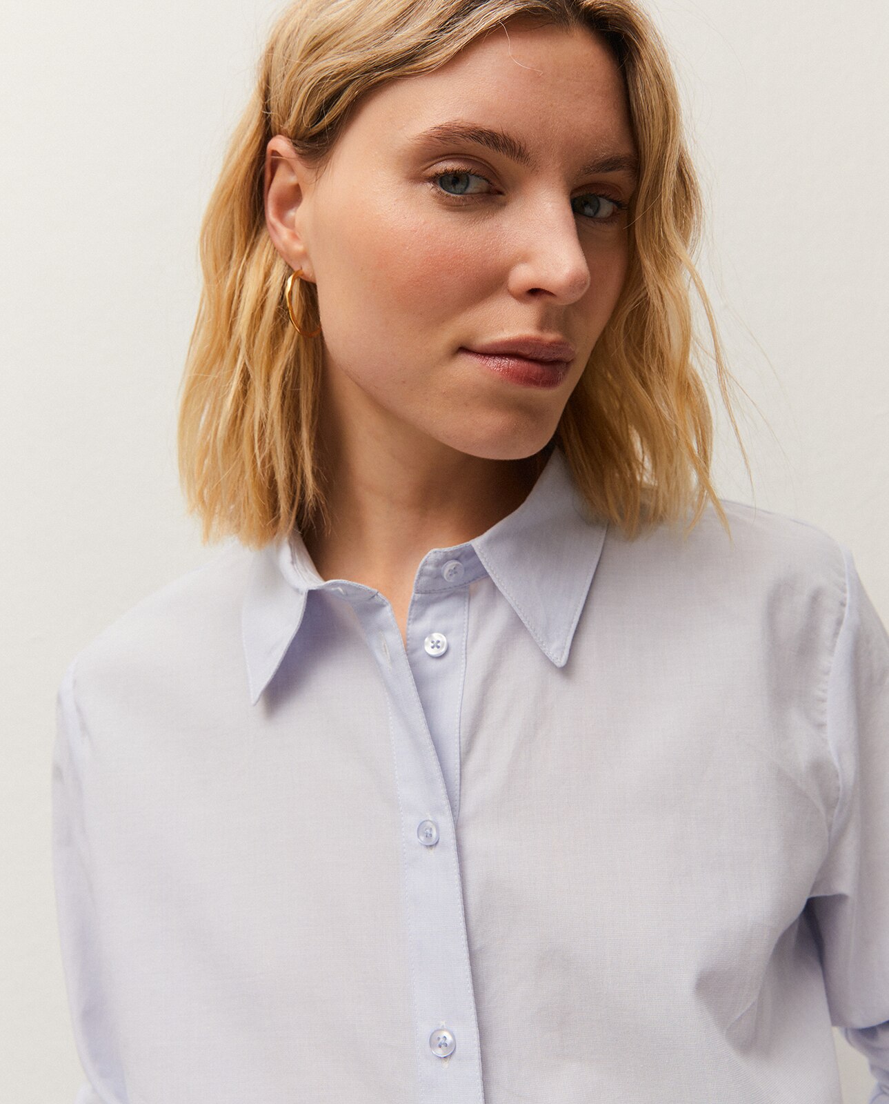 Camisa de mujer liso y larga - System Action - Azul claro Azul claro-4