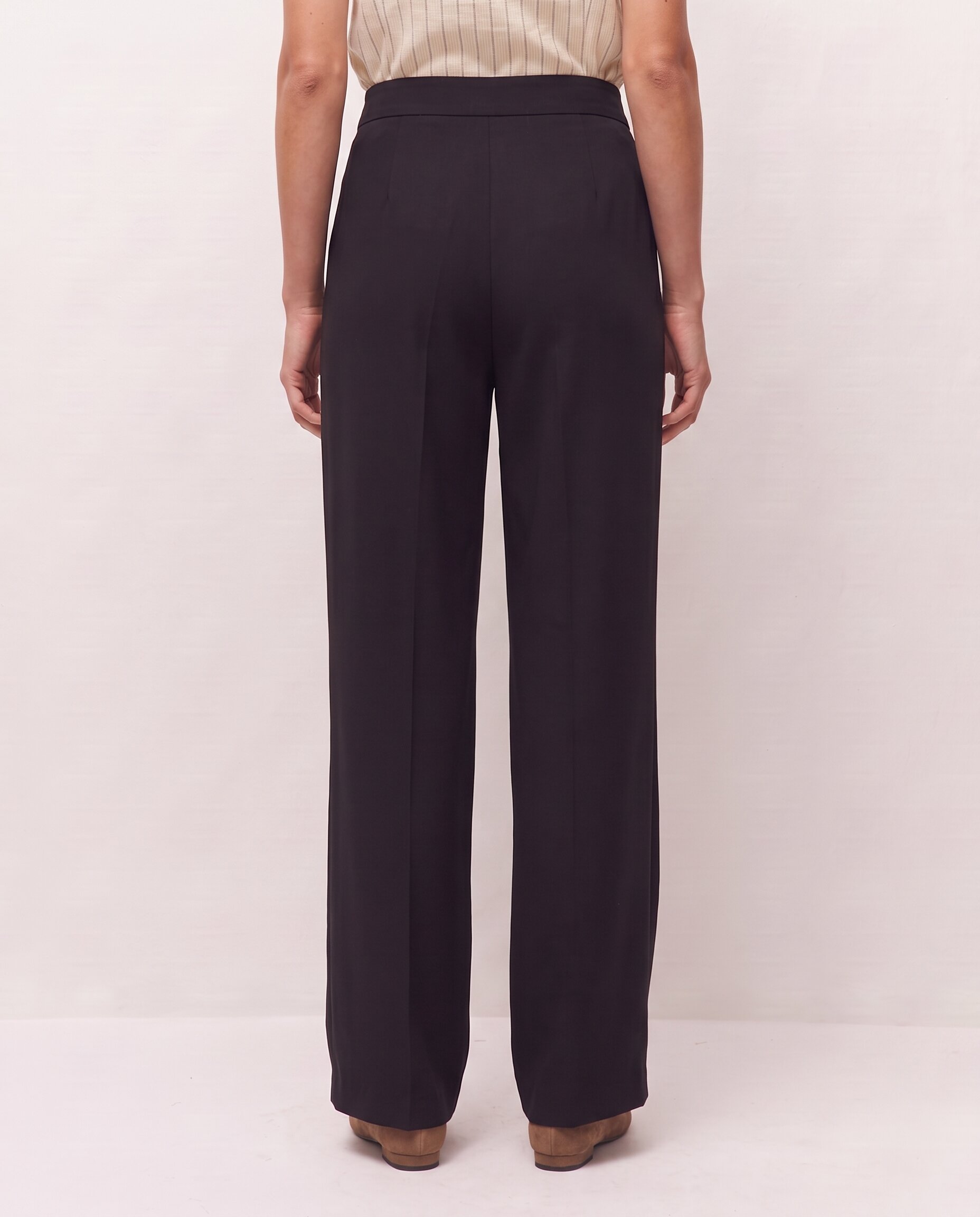 Pantalón de mujer confort con cierre de gancho - System Action - Negro Negro-3
