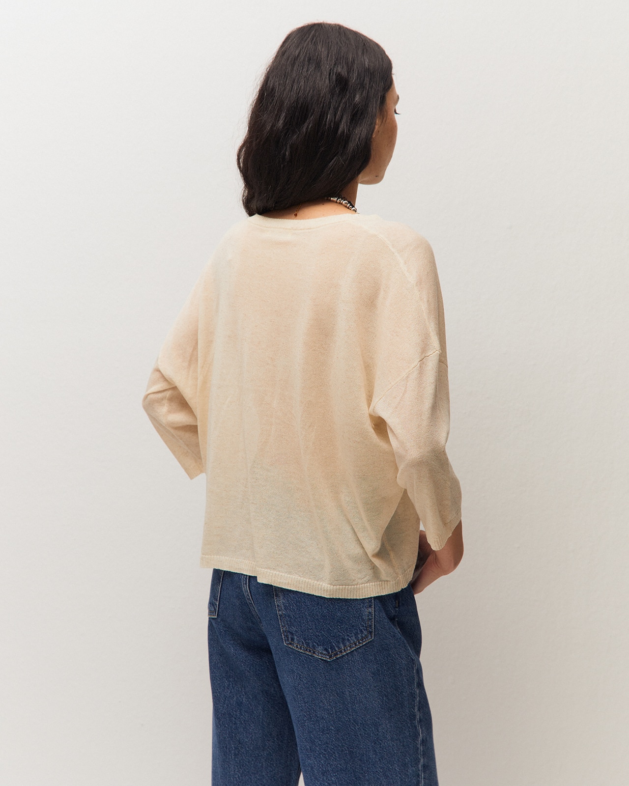 Jersey de mujer de manga larga y escote redondo - System Action - Beige Beige-3