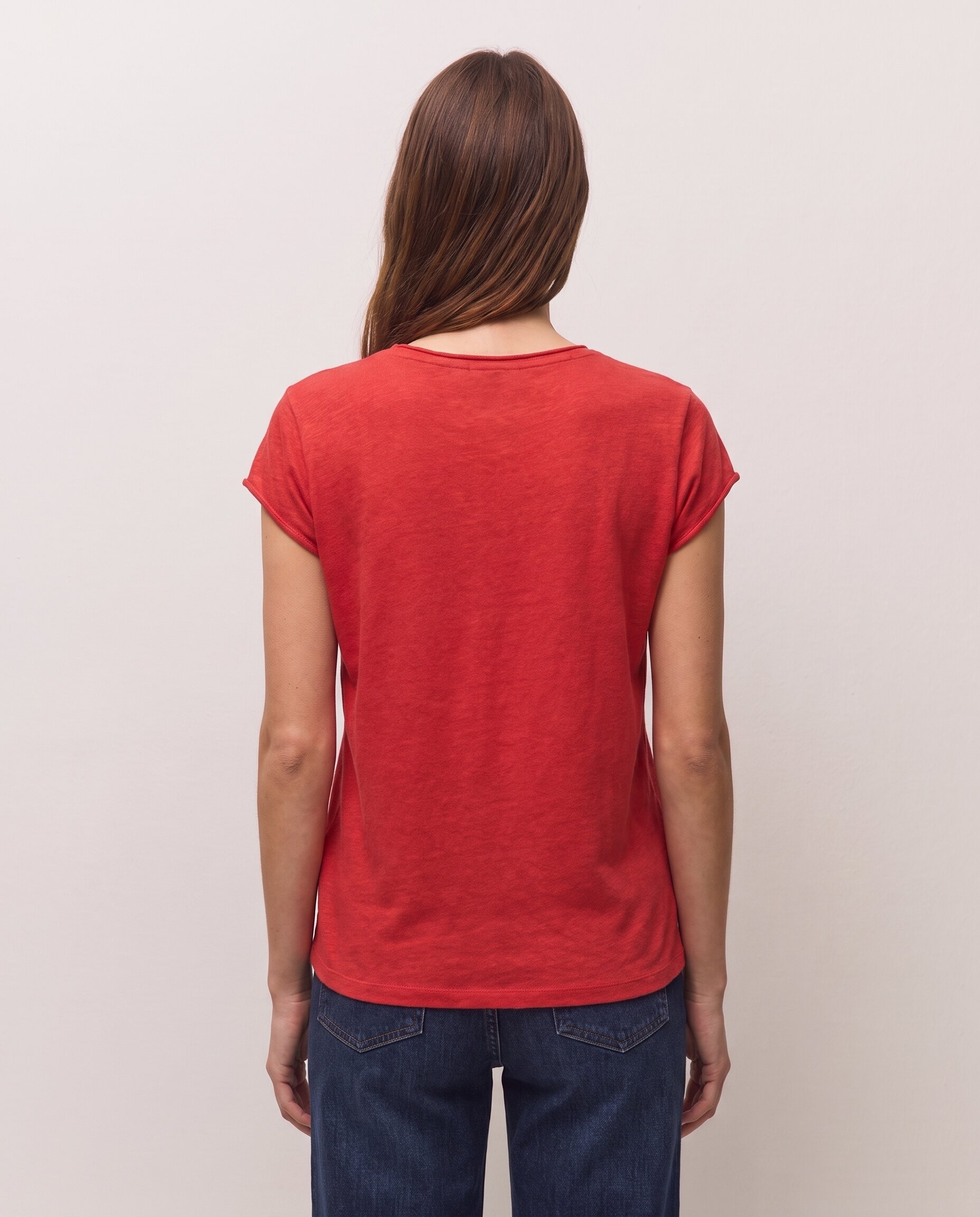 Camiseta de mujer de manga corta con lúrex - System Action - Rojo Rojo-5