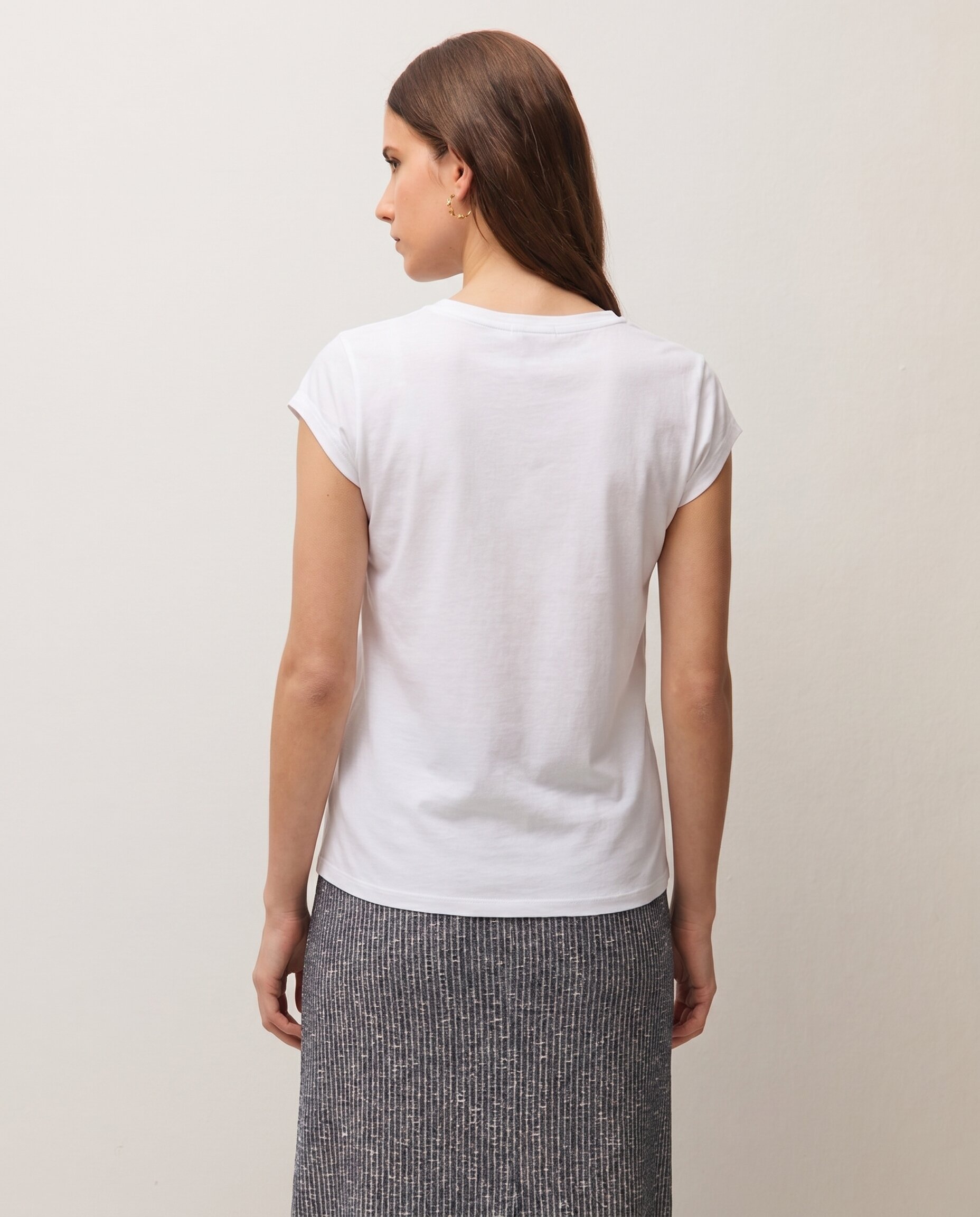 Camiseta básica de mujer en manga corta y escote redondo - System Action - Blanco Blanco-3