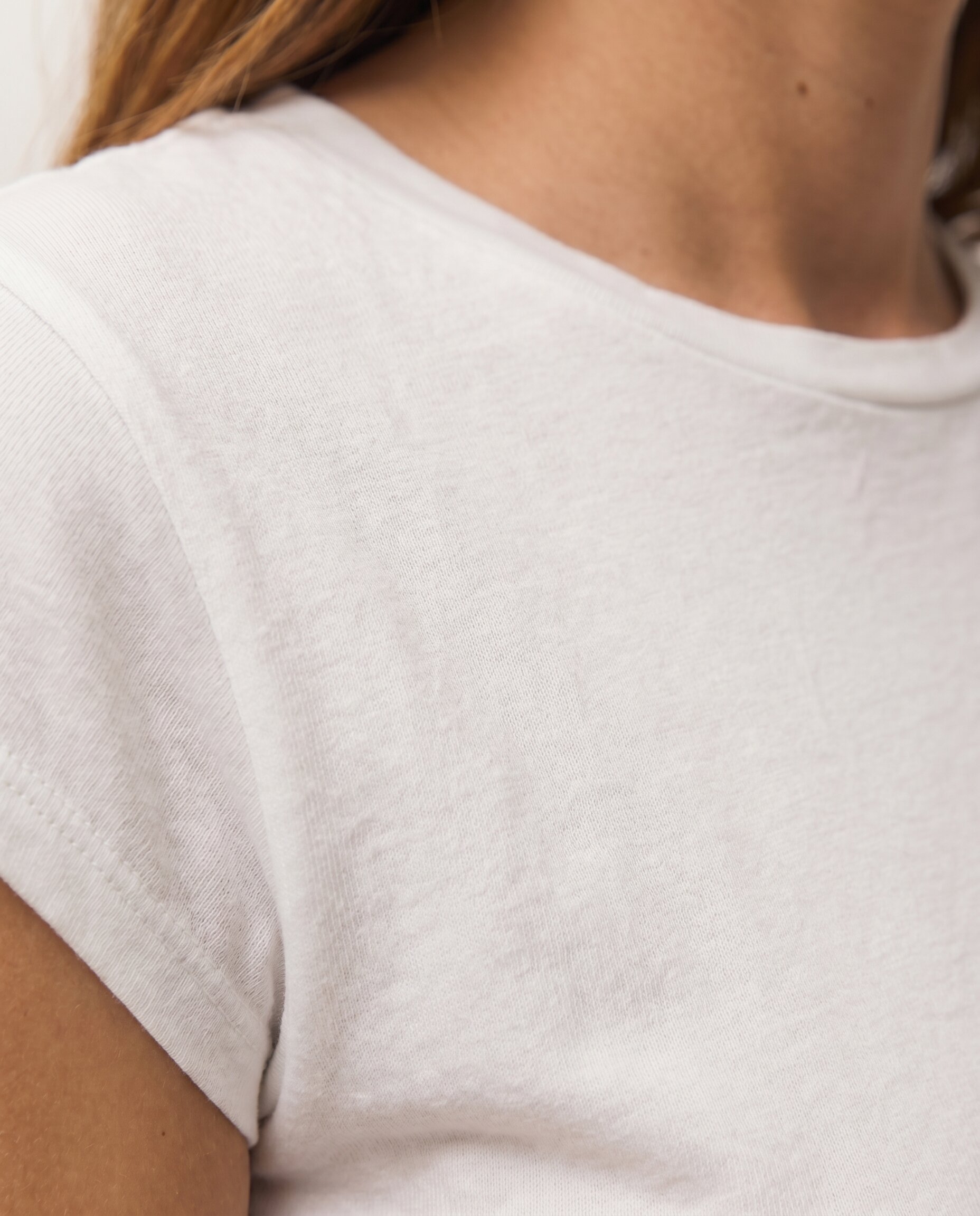 Camiseta básica de mujer en manga corta y escote redondo - System Action - Blanco Blanco-5