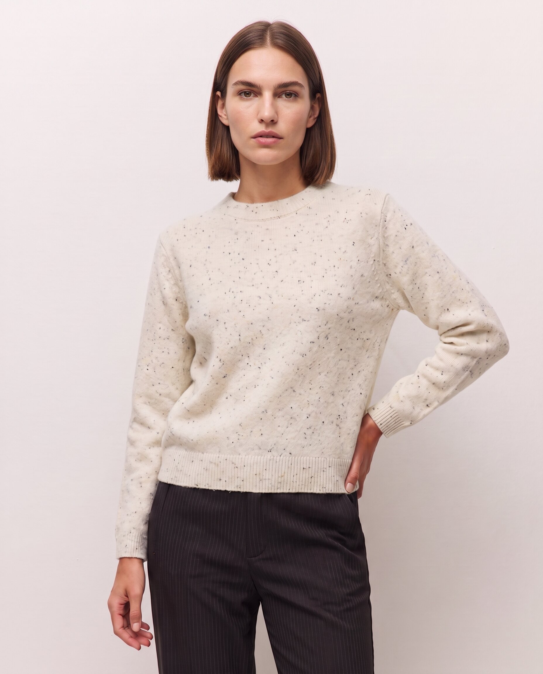 Jersey de mujer de manga larga bicolor - System Action - Crudo Crudo-1