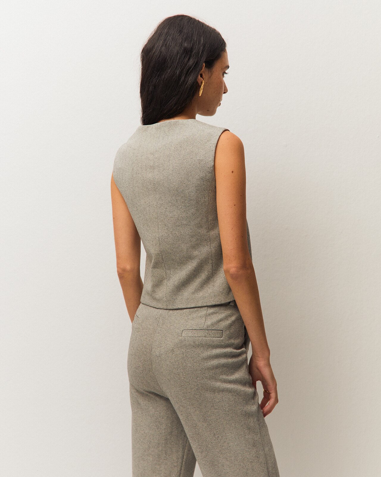 Chaleco de mujer con escote en pico y sin mangas - System Action - Gris claro Gris claro-3
