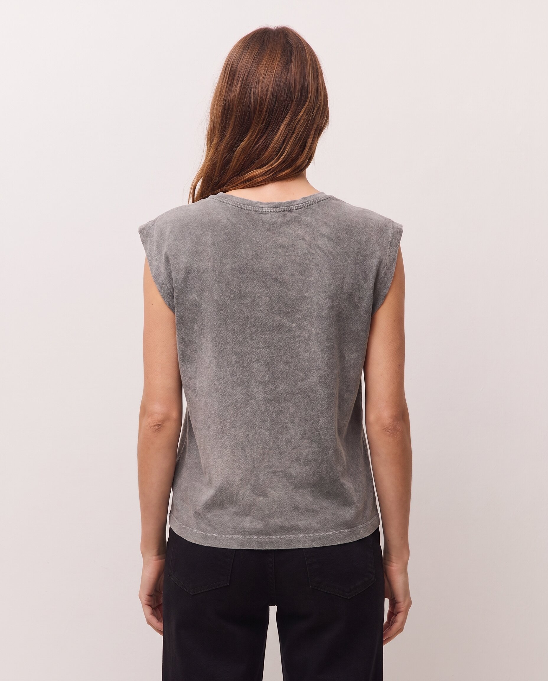 Camiseta de mujer con tirantes y print posicional delantero - System Action - Gris claro Gris claro-5