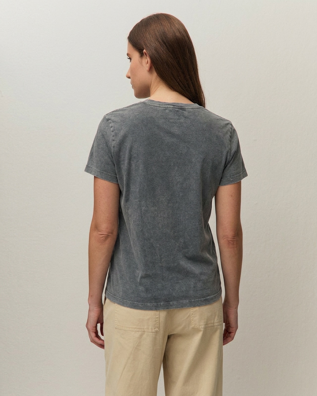 Camiseta de mujer de manga corta y print posicional delantero - System Action - Gris oscuro Gris oscuro-3