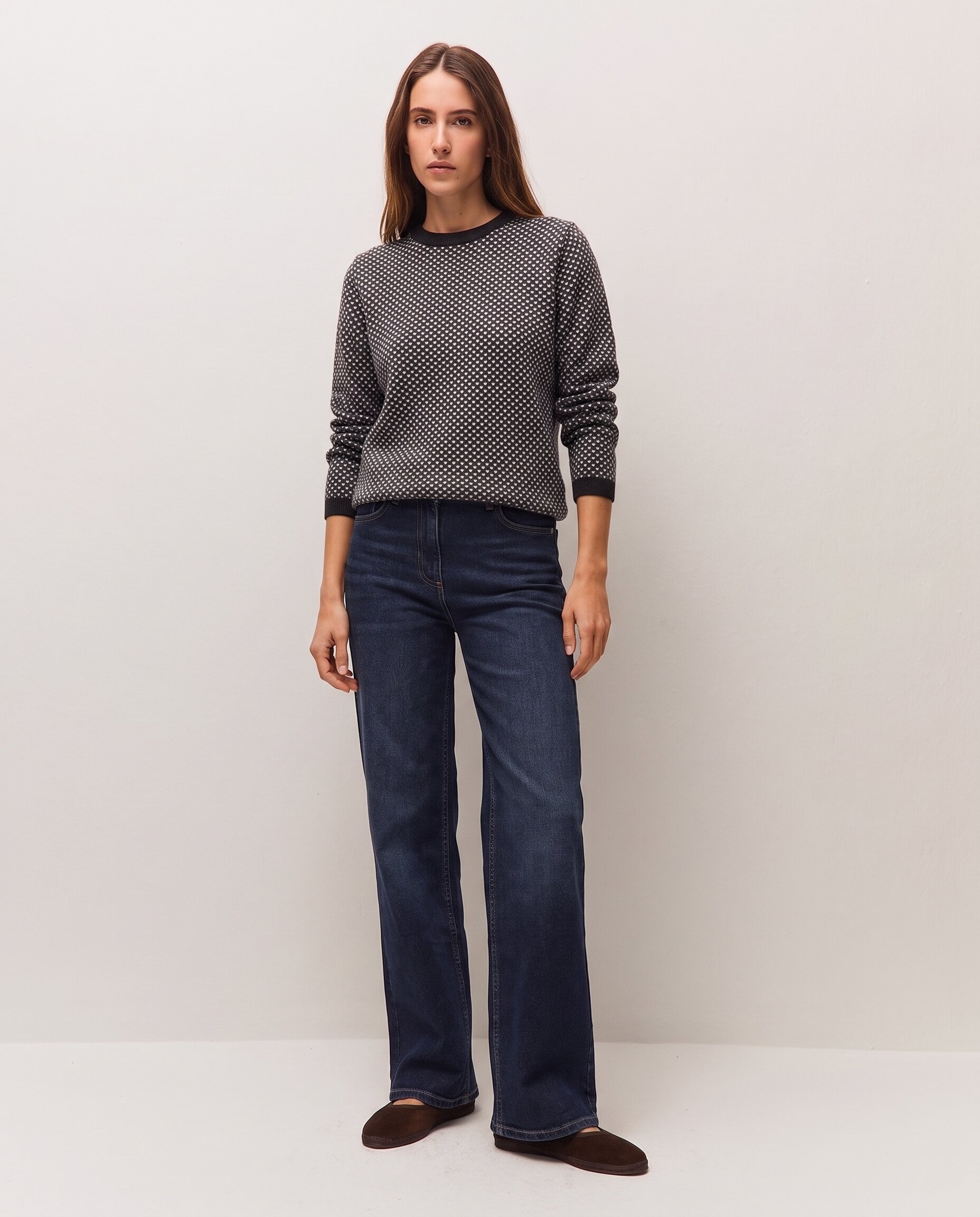 Pantalón vaquero recto de mujer de cinco bolsillos - System Action - Azul índigo Azul índigo-1
