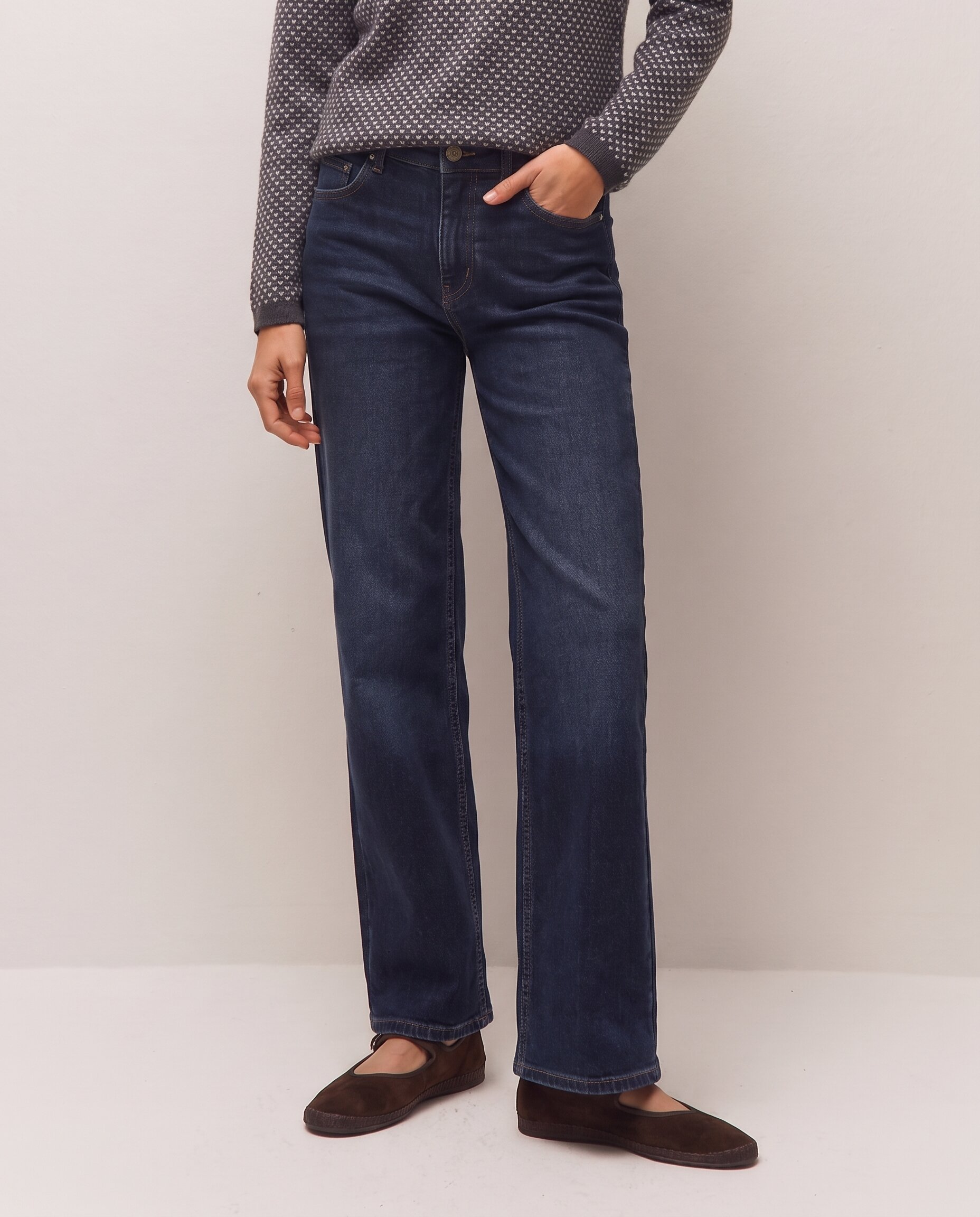 Pantalón vaquero recto de mujer de cinco bolsillos - System Action - Azul índigo Azul índigo-2