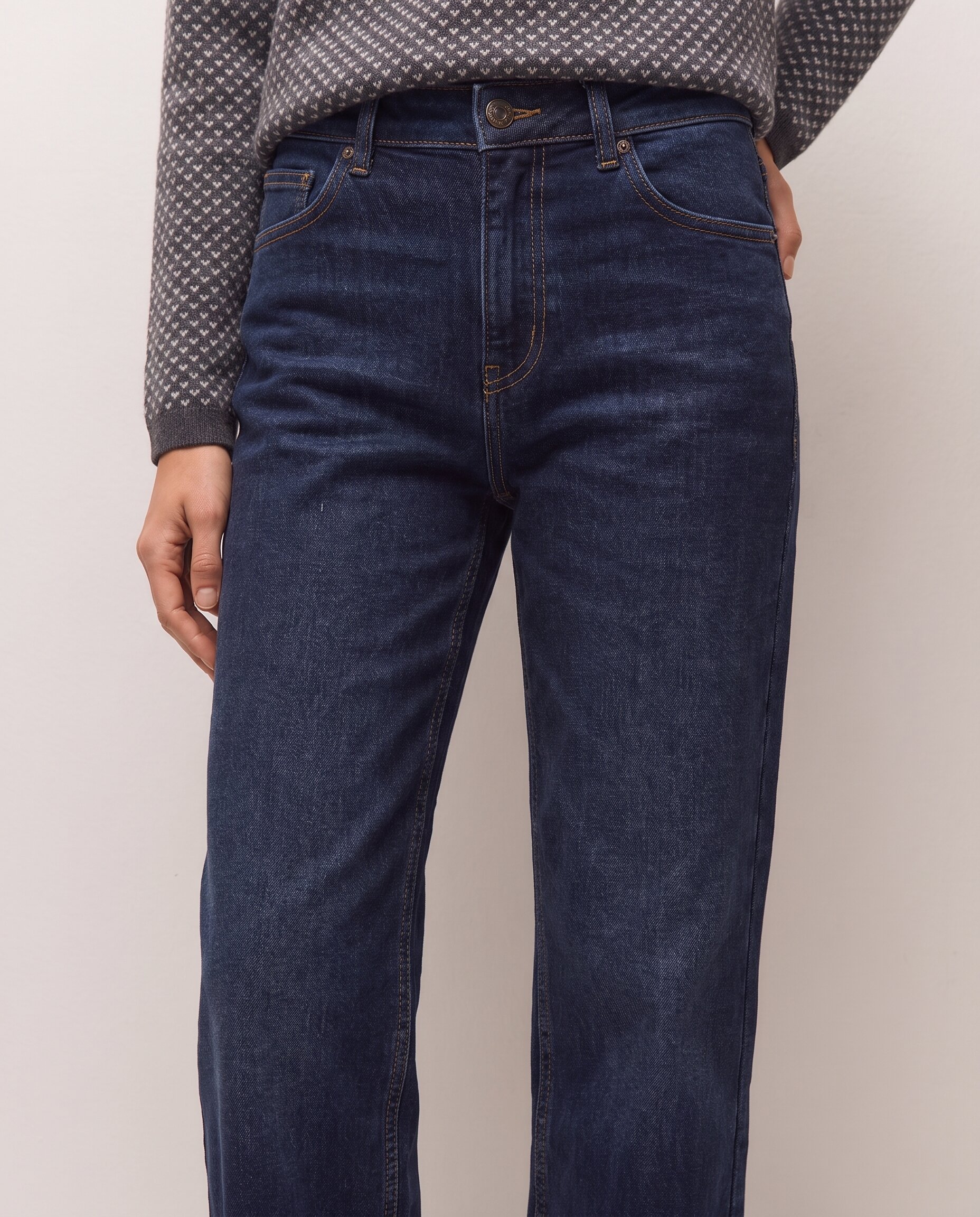 Pantalón vaquero recto de mujer de cinco bolsillos - System Action - Azul índigo Azul índigo-3