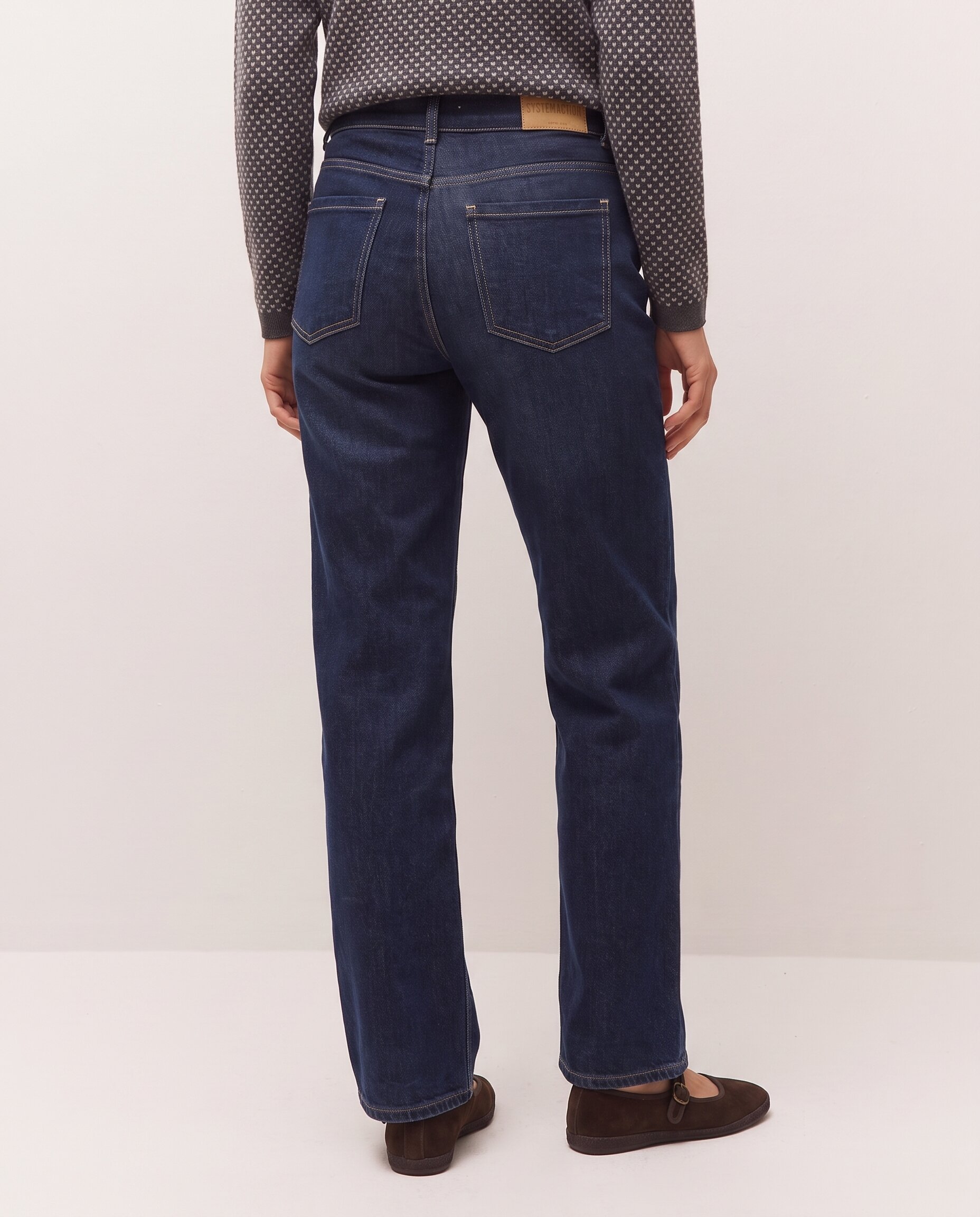Pantalón vaquero recto de mujer de cinco bolsillos - System Action - Azul índigo Azul índigo-5