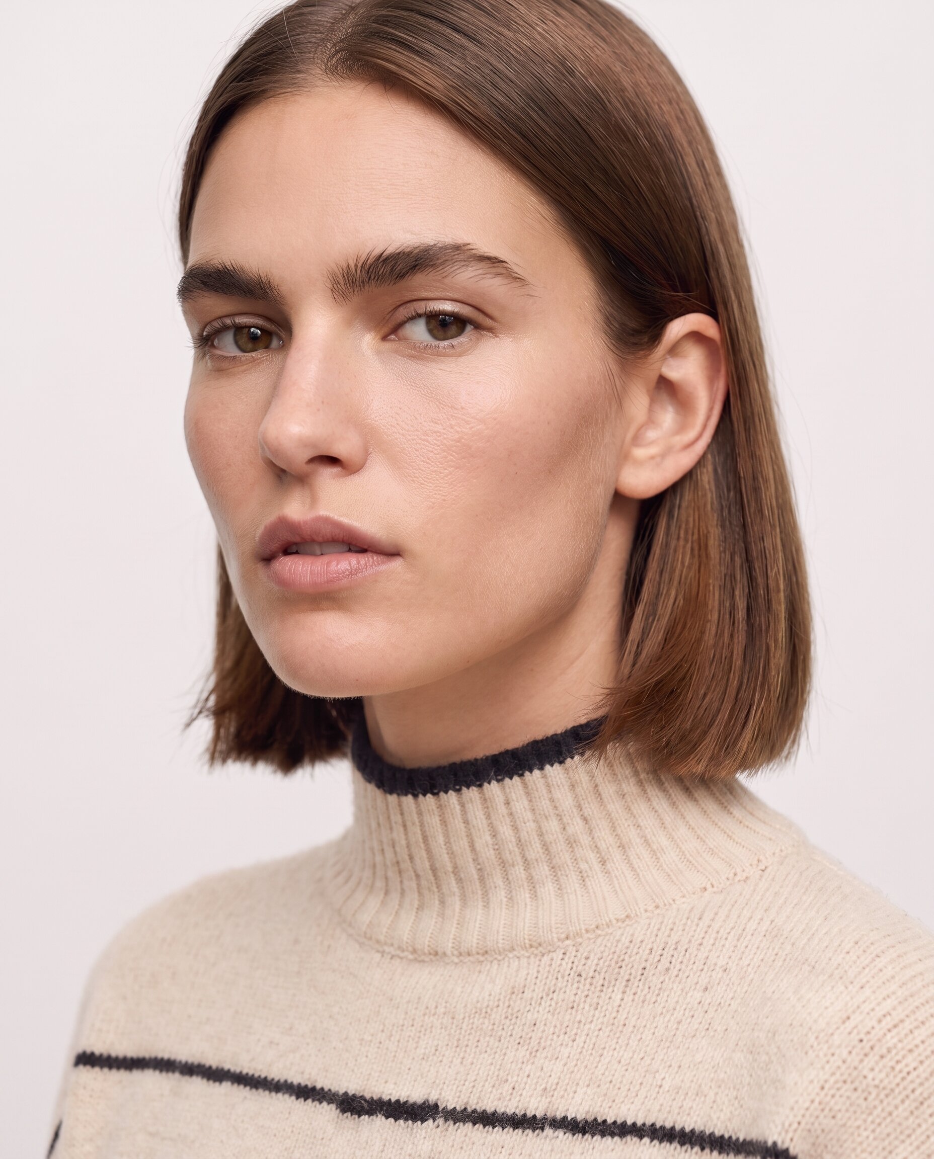 Jersey de rayas de mujer con detalles a contraste y cuello perkins - System Action - Crudo Crudo-5