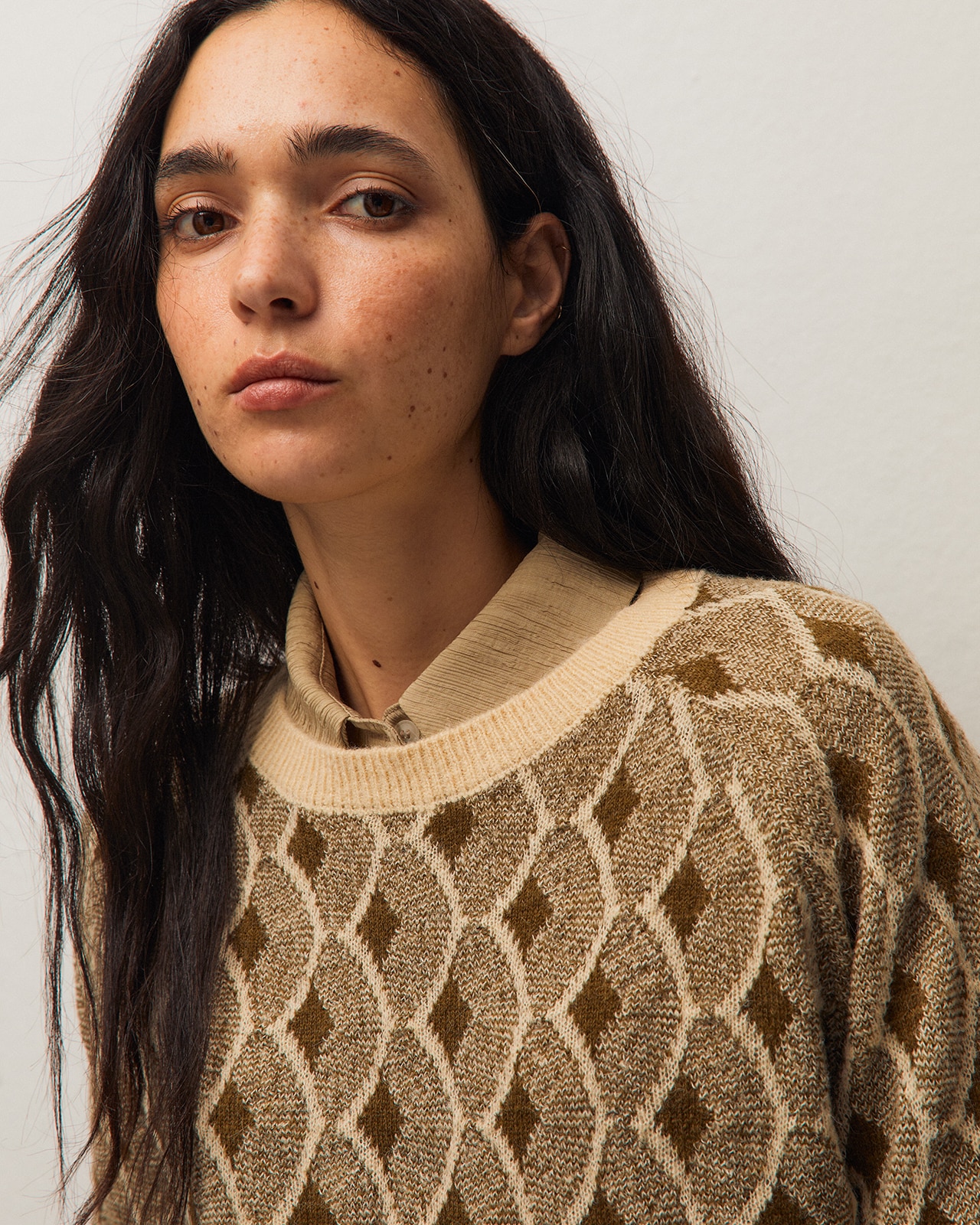 Jersey de mujer con jacquard geométricoy escote redondo - System Action - Verde Verde-4
