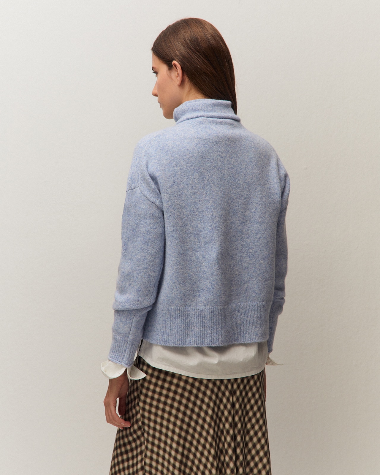 Jersey de mujer en cuello alto y manga larga - System Action - Azul Azul-3