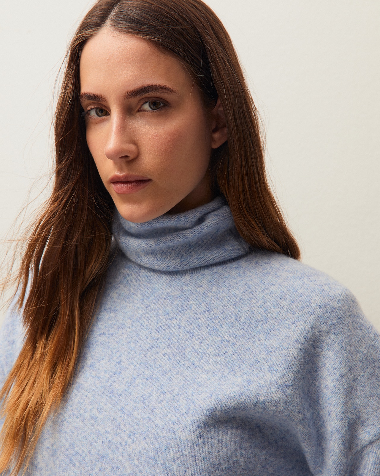 Jersey de mujer en cuello alto y manga larga - System Action - Azul Azul-4
