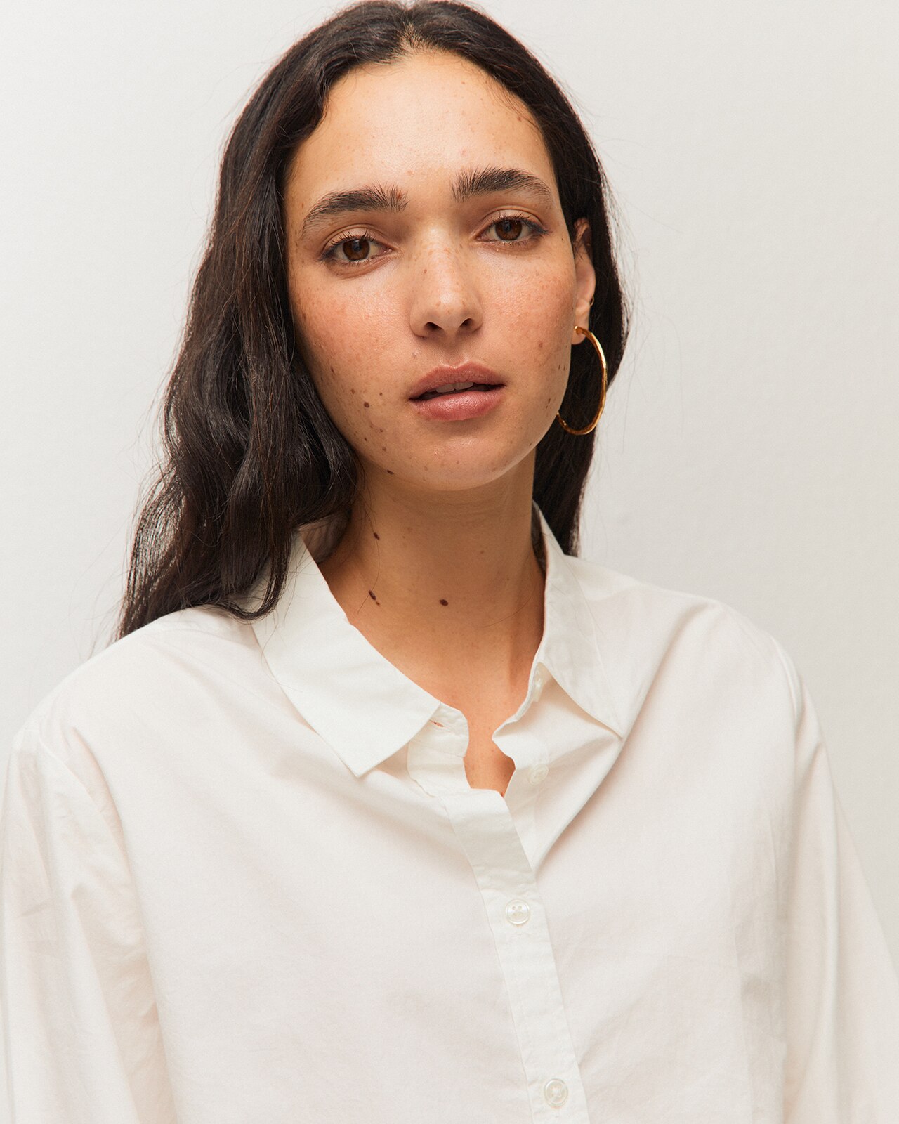 Camisa de mujer en tejido de popelin y manga larga - System Action - Blanco Blanco-4