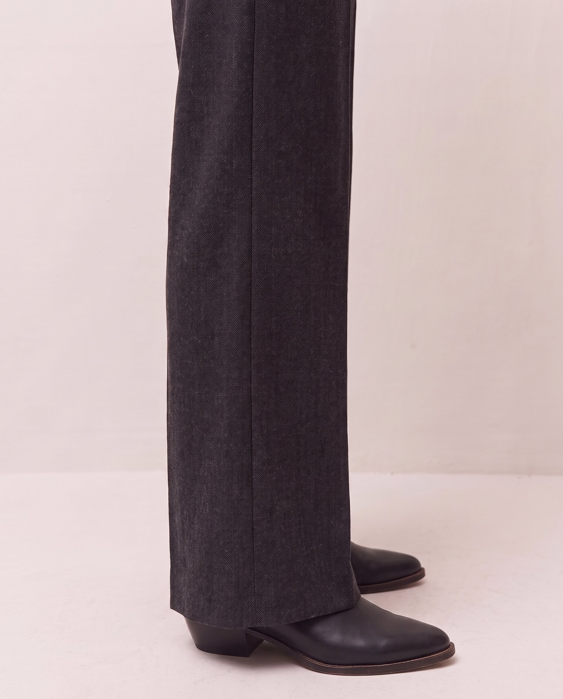 Pantalón ancho wide leg de mujer con tapeta en los bolsillos - System Action - Negro Negro-4