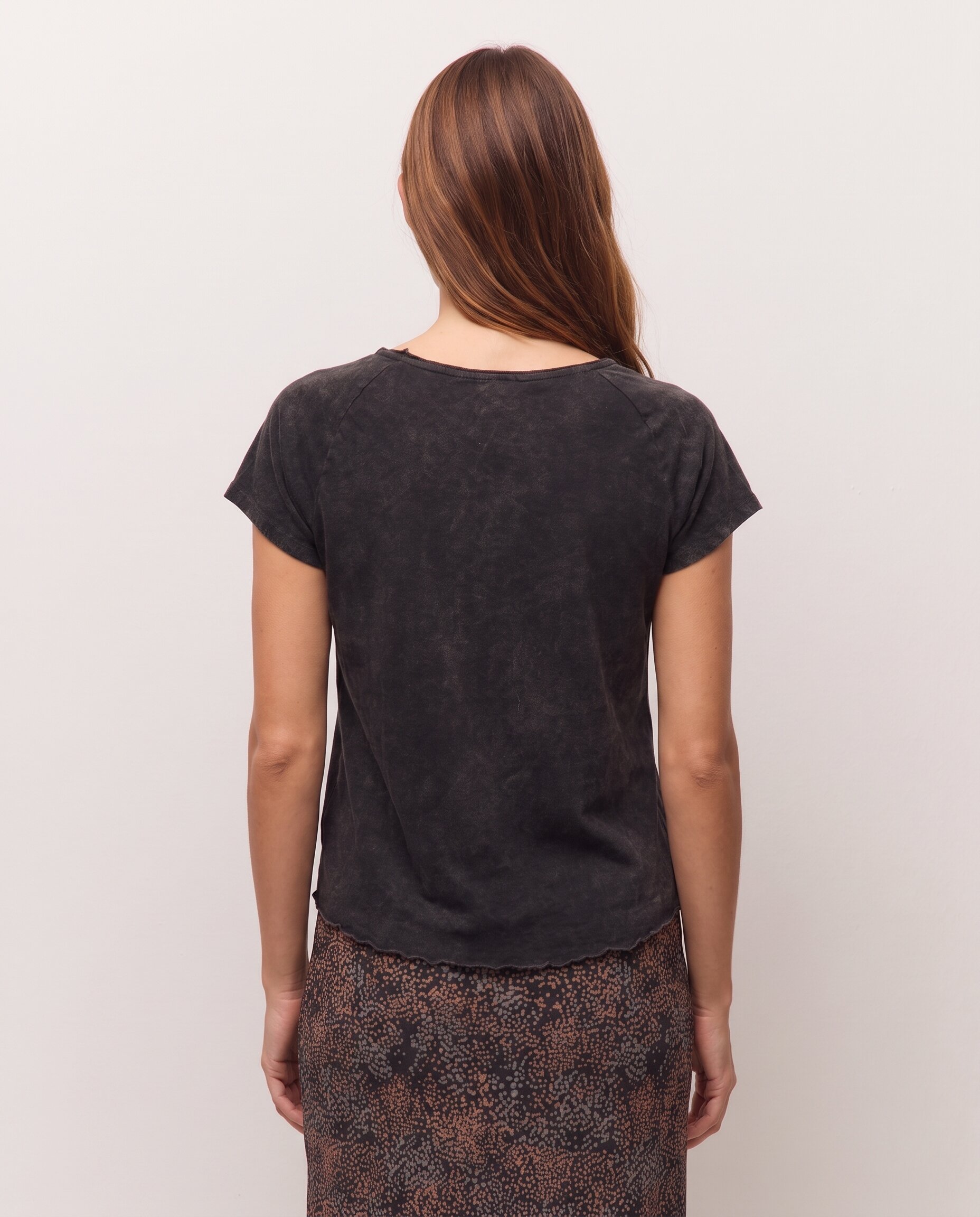 Camiseta de mujer con print posicional y manga ranglan - System Action - Gris oscuro Gris oscuro-2