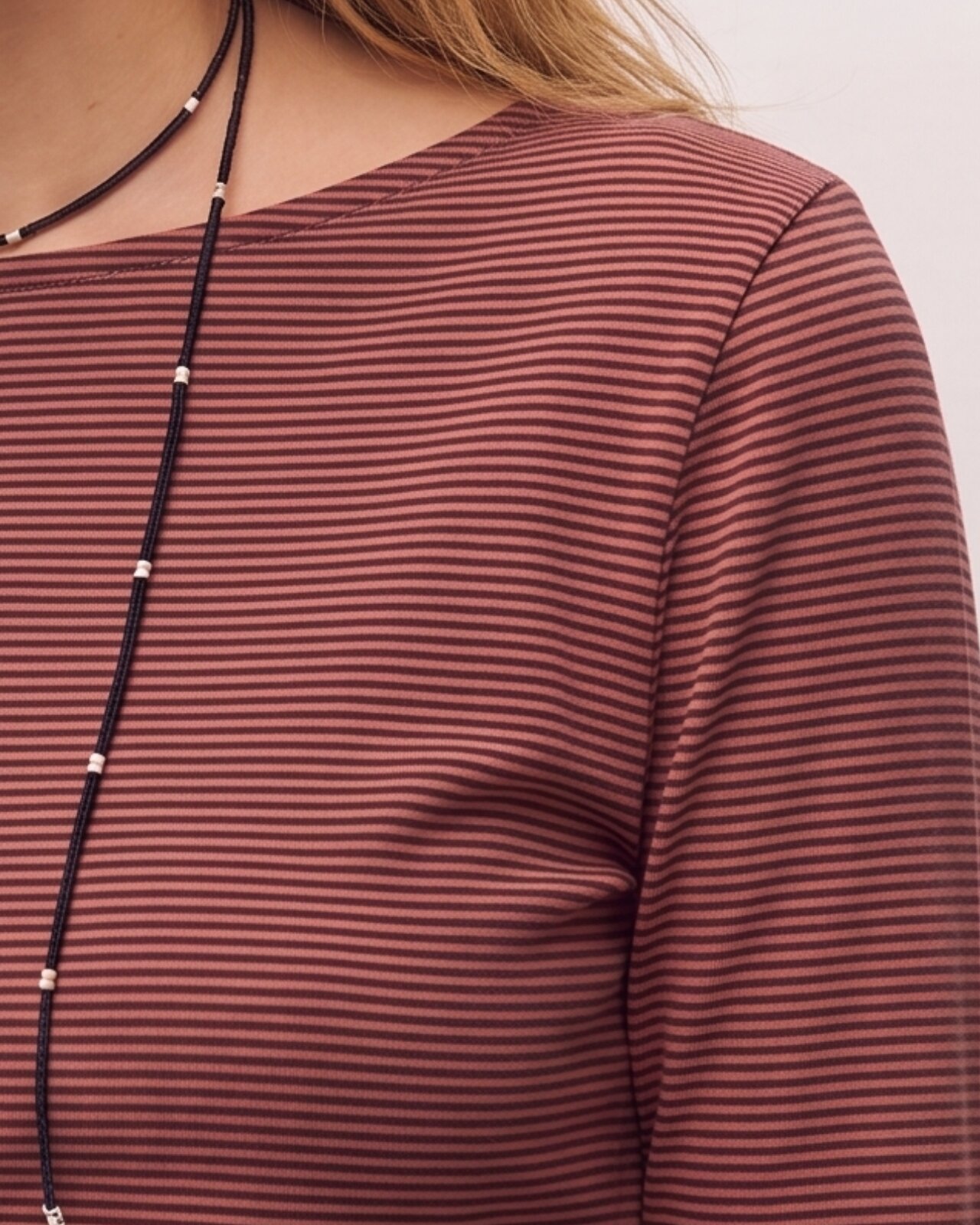 Camiseta de rayas de mujer con cuello barco - System Action - Rosa Rosa-5