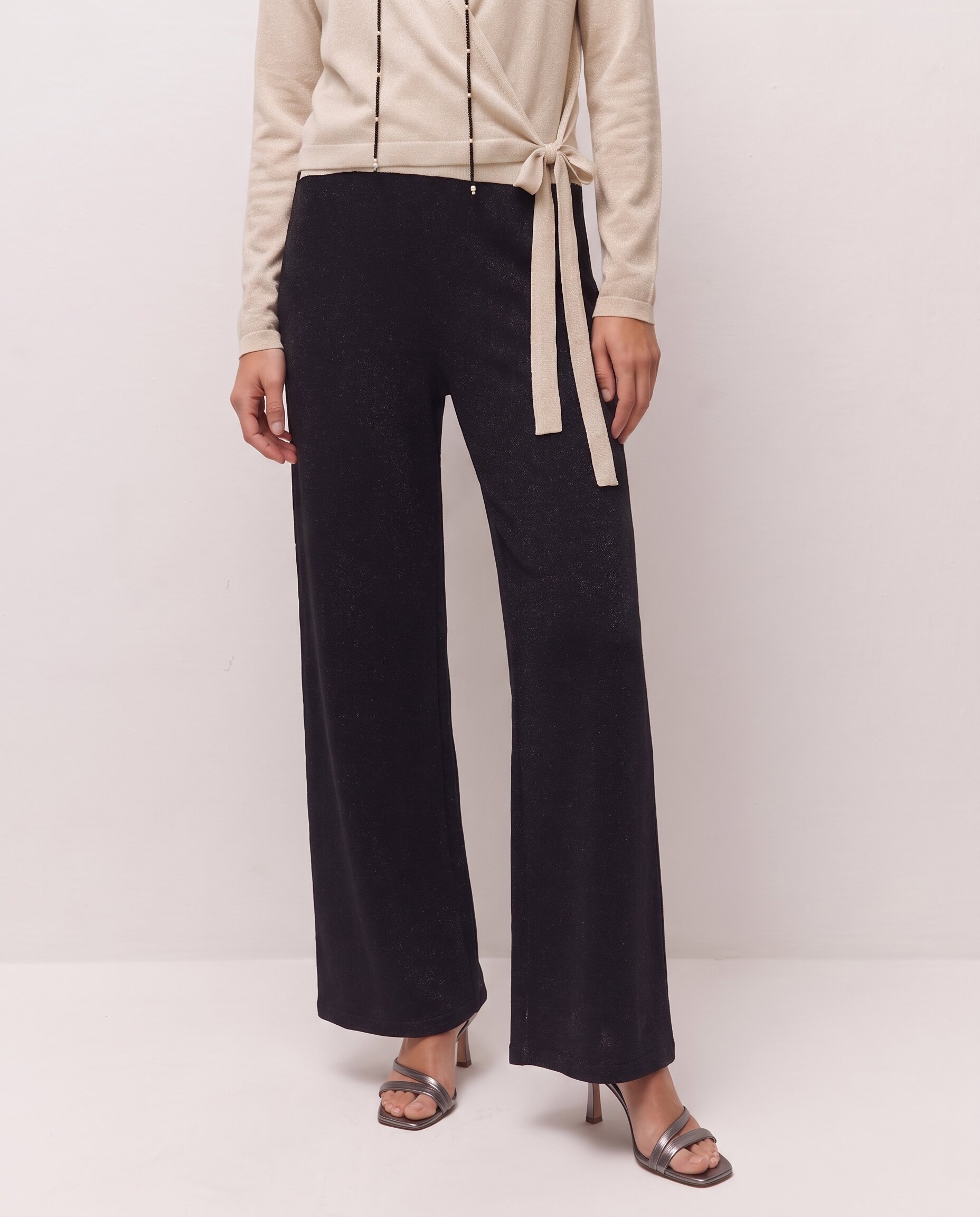 Pantalón de vestir de mujer con goma en la cintura - System Action - Negro Negro-2