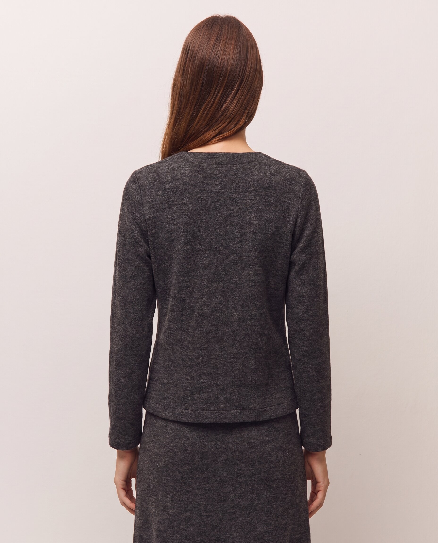 Chaqueta entallada de mujer con escote redondo y manga larga - System Action - Gris oscuro Gris oscuro-2
