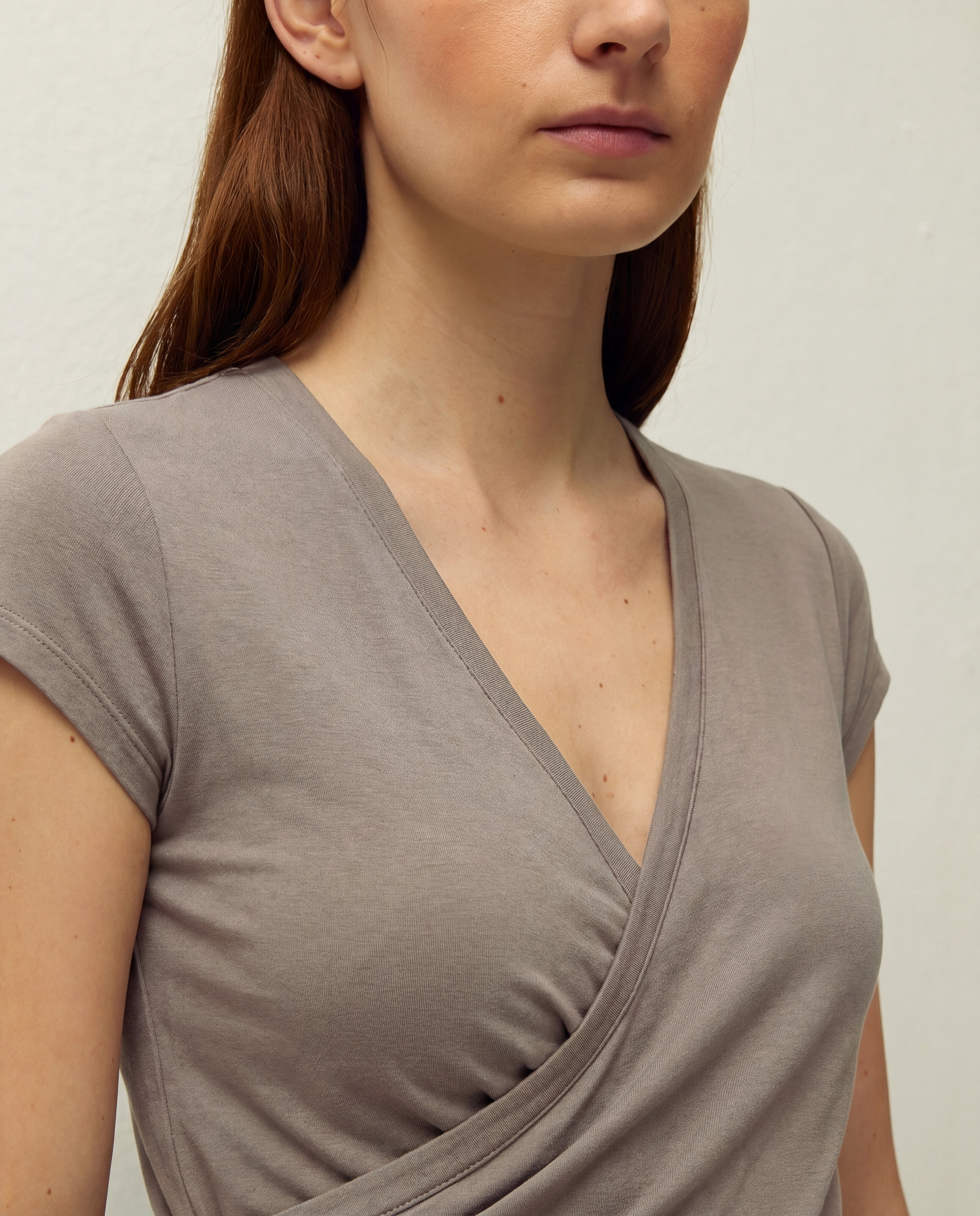 Camiseta de mujer tipo ballarina con escote pico - System Action - Topo Topo-5