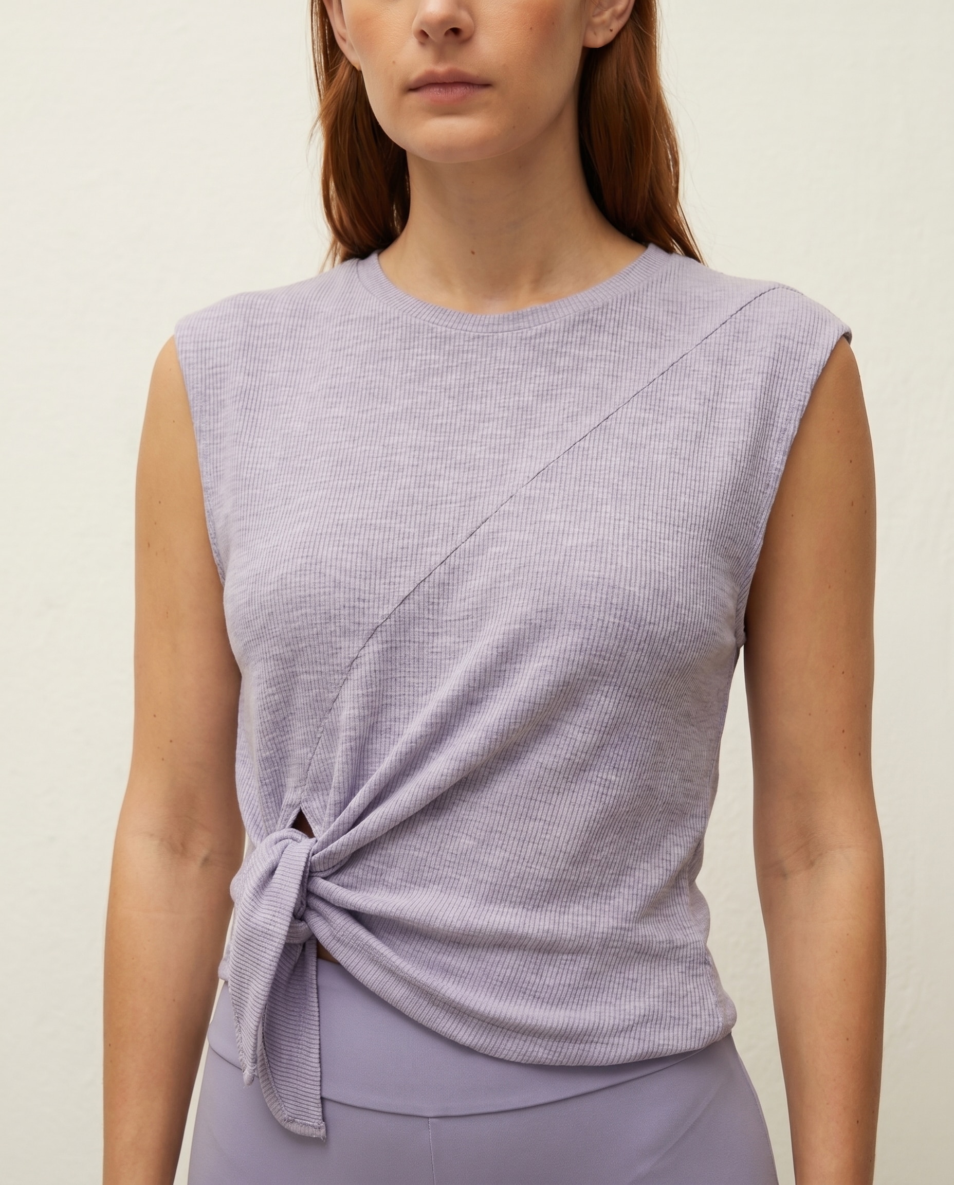 Camiseta de mujer con detalle de nudo y manga corta - System Action - Azul Azul-3