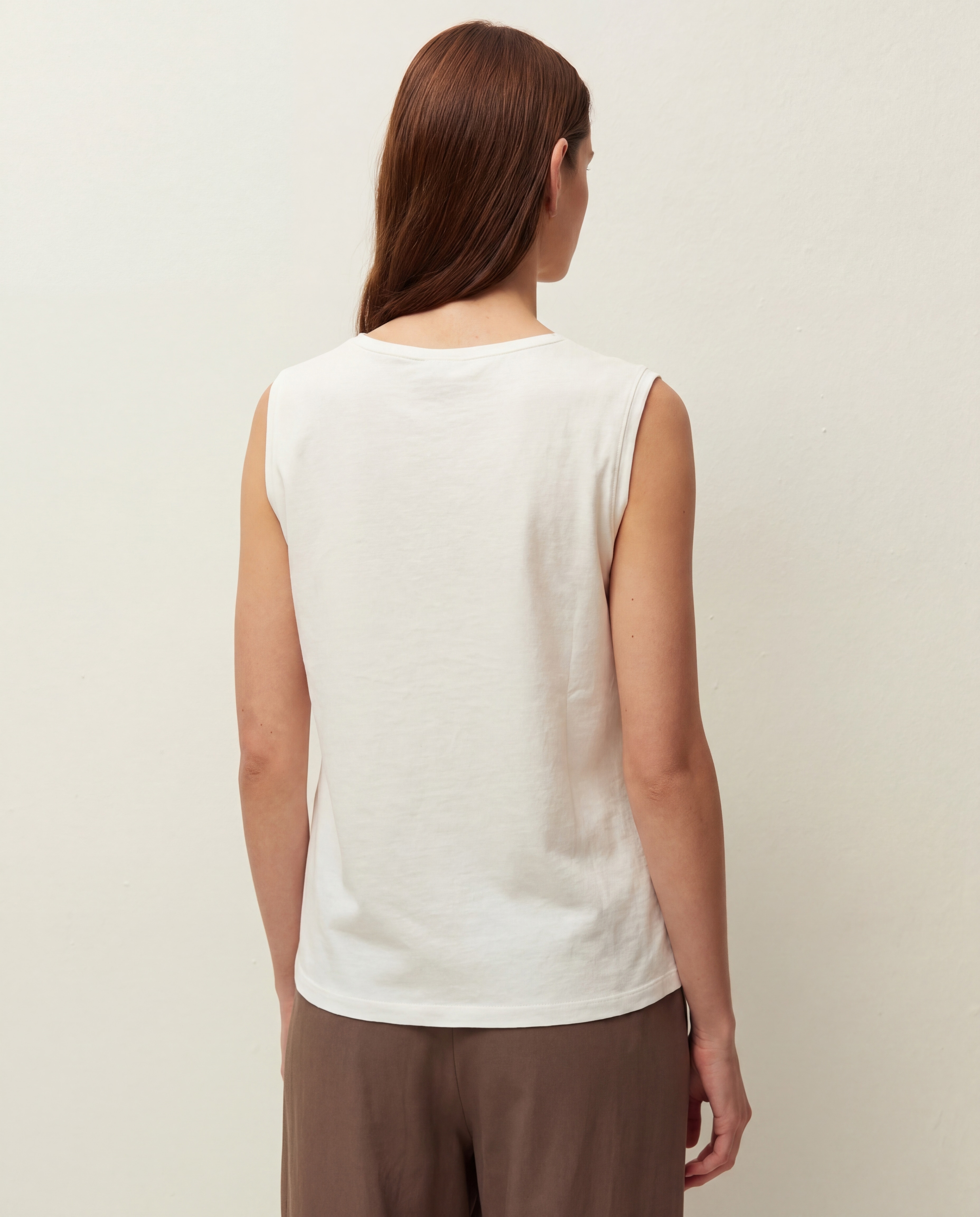 Camiseta de mujer con print posicional y sin mangas - System Action - Crudo Crudo-3