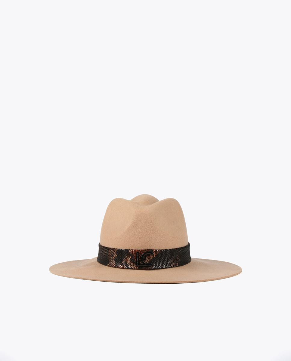 Sombrero de mujer de lana con cinta animal print