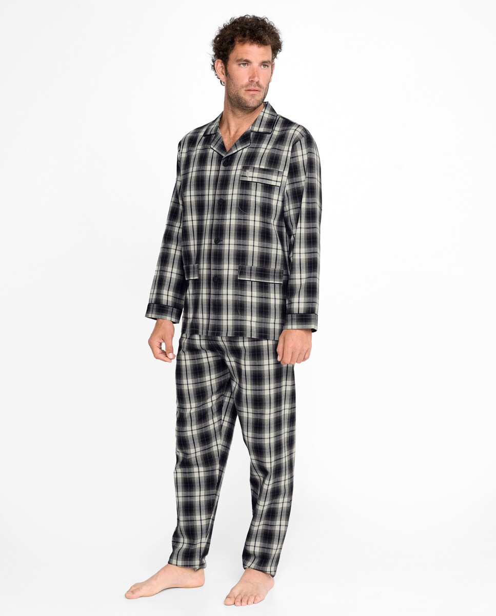 Pijama largo de hombre de franela color gris oscuro · El Búho