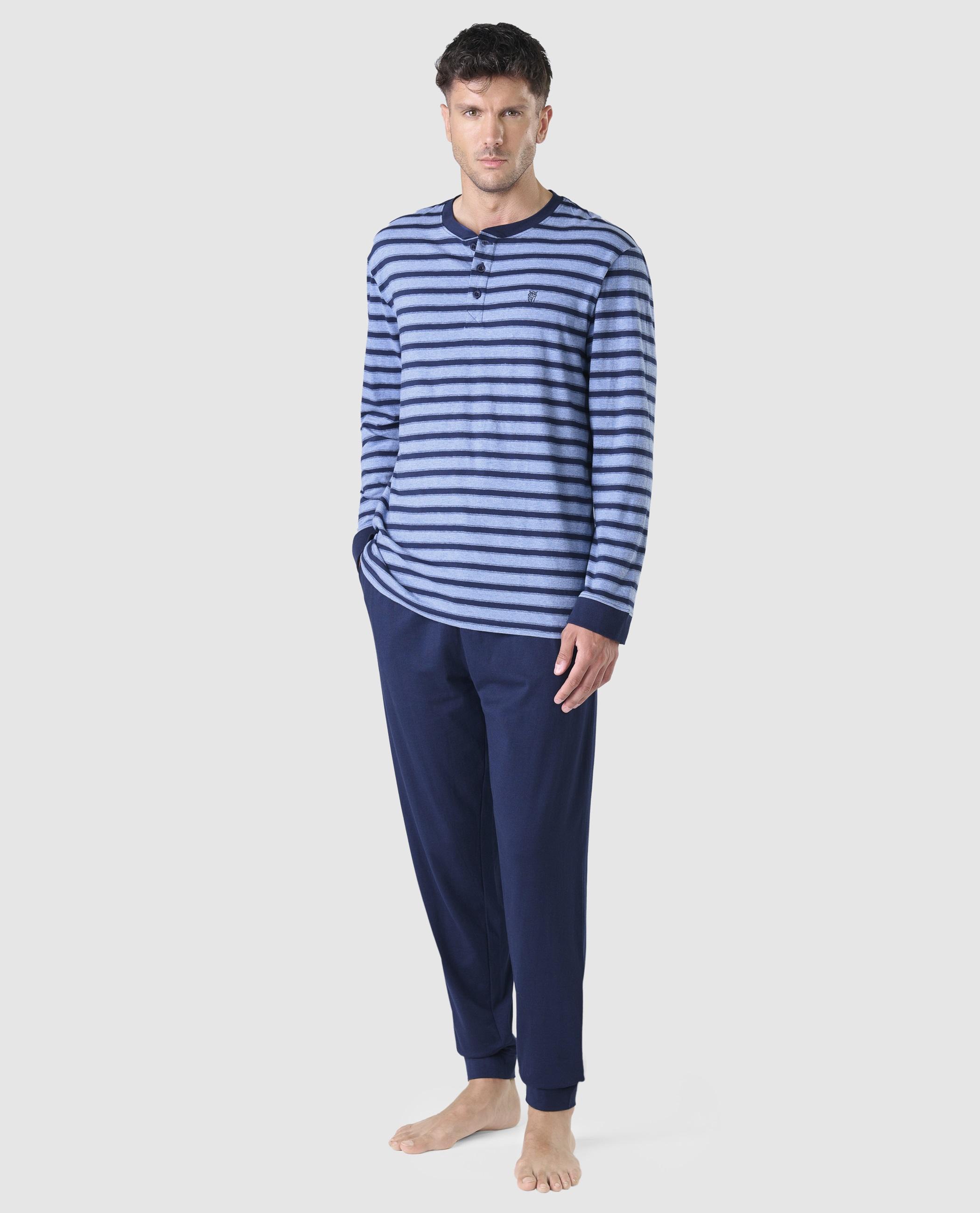 Imagen 0 de Pijama largo de hombre de punto color azul Azul
