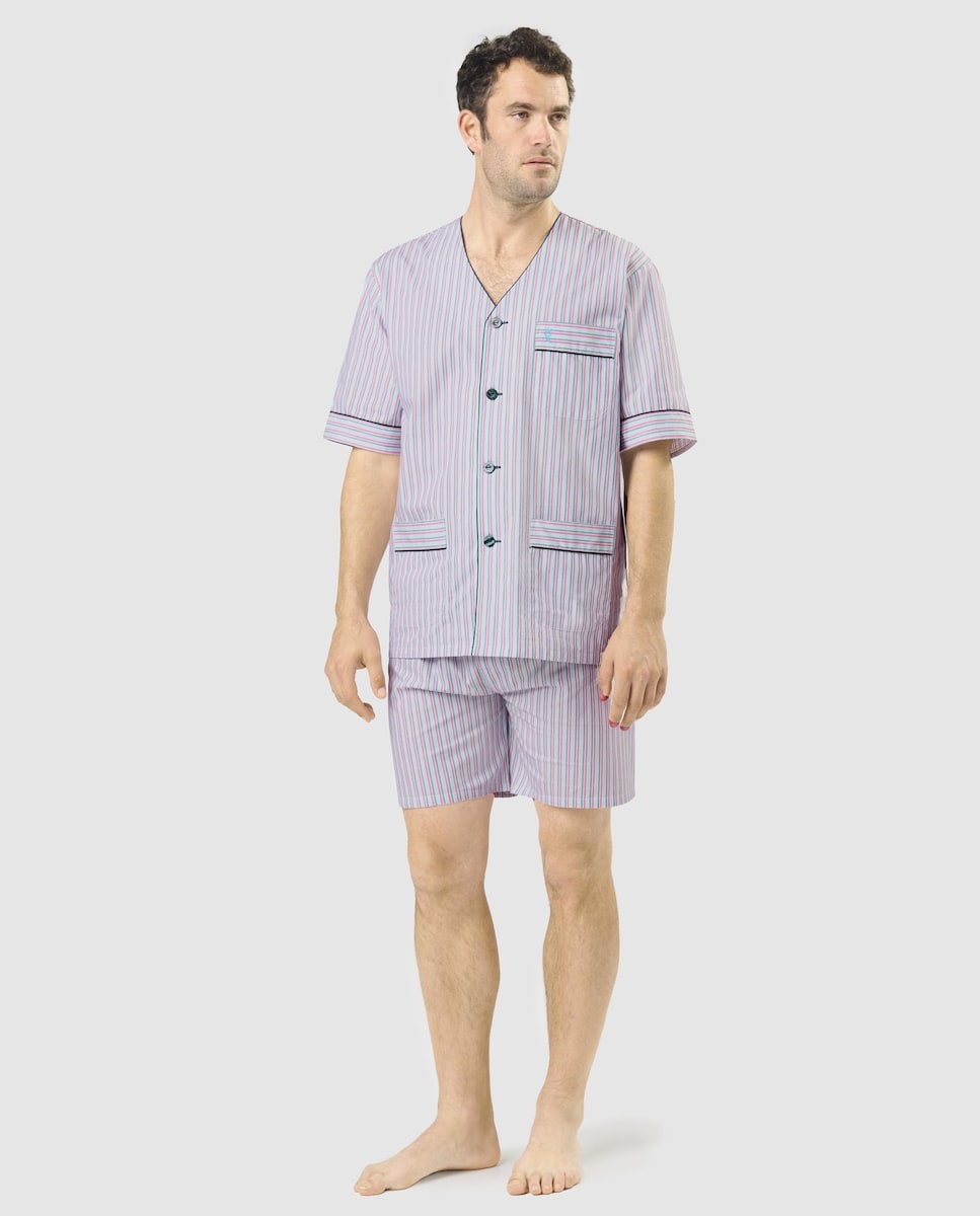 Pijama corto de hombre de tela color blanco · El Búho Nocturno